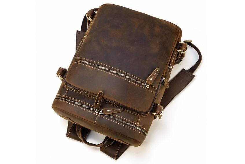 Women's & Men's Brown Leather Backpack - Stylish Rucksack Purse for Travel, Work & Daily Use | Durable & Fashionable Unisex Design