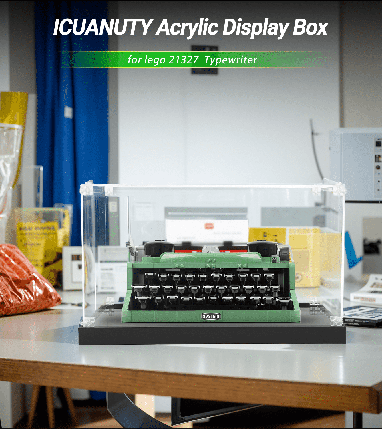 Lego Ideas Typewriter 21327 Display Case - Premium Acrylic Showcase for Collectible Lego Sets | Perfect for Home Office, Shelf Display & Gift Presentation