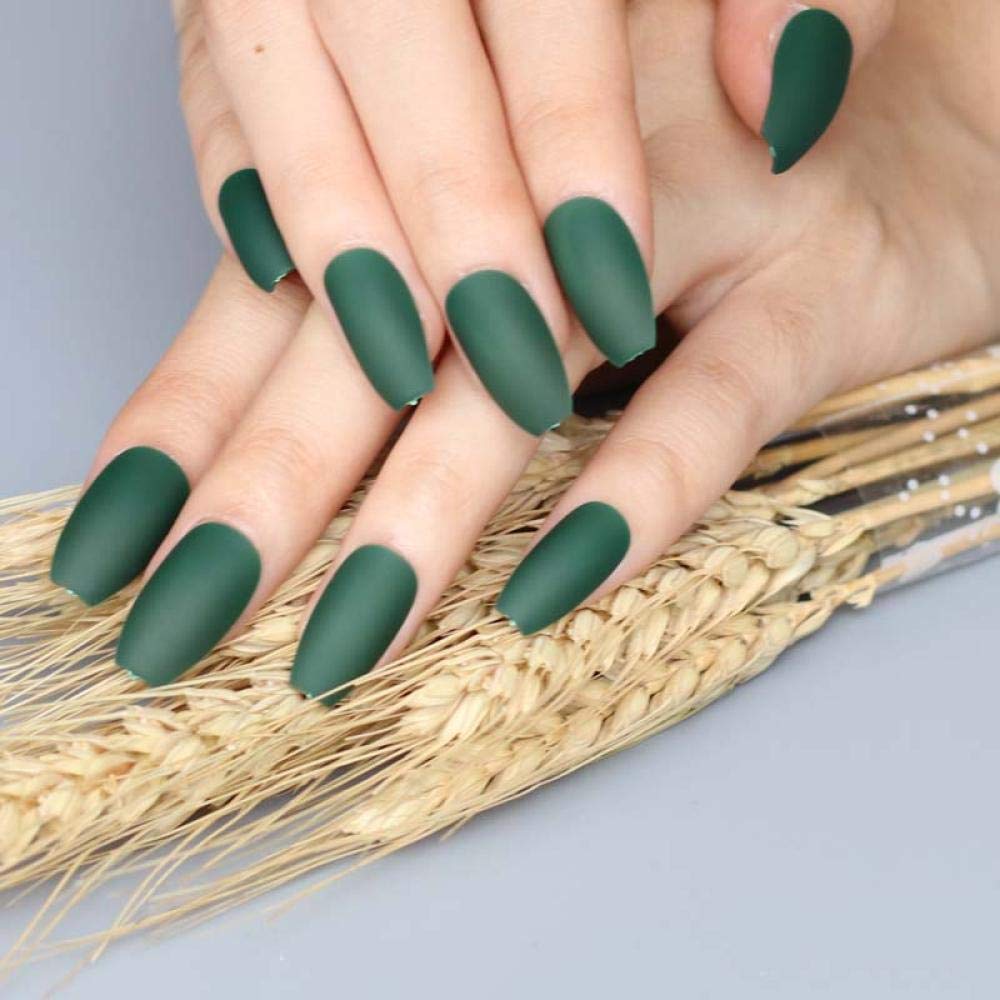 HUJL 24pcs False Nails - Fashion Solid Color Matte Ballet Fake Nails for Women, Easy to Apply & Reusable, Perfect for Parties, Weddings, and Daily Wear