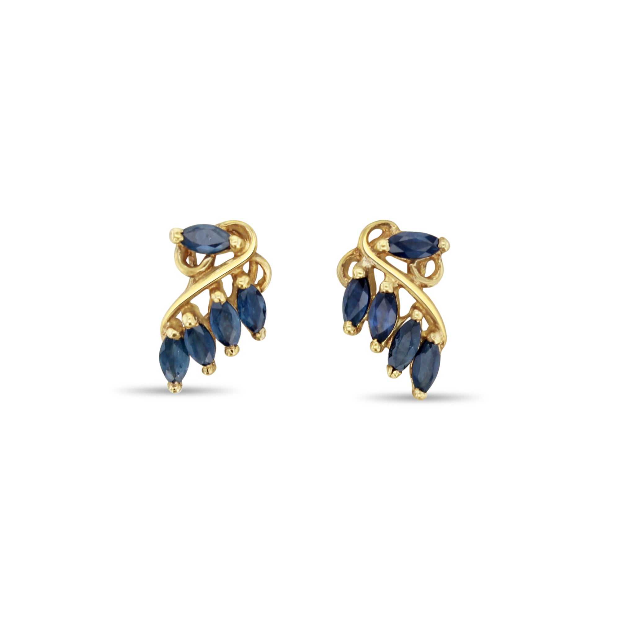 Exquisite Marquise Cut Sapphire Earrings with 14K Gold Accents - Perfect for Weddings, Anniversaries & Special Occasions