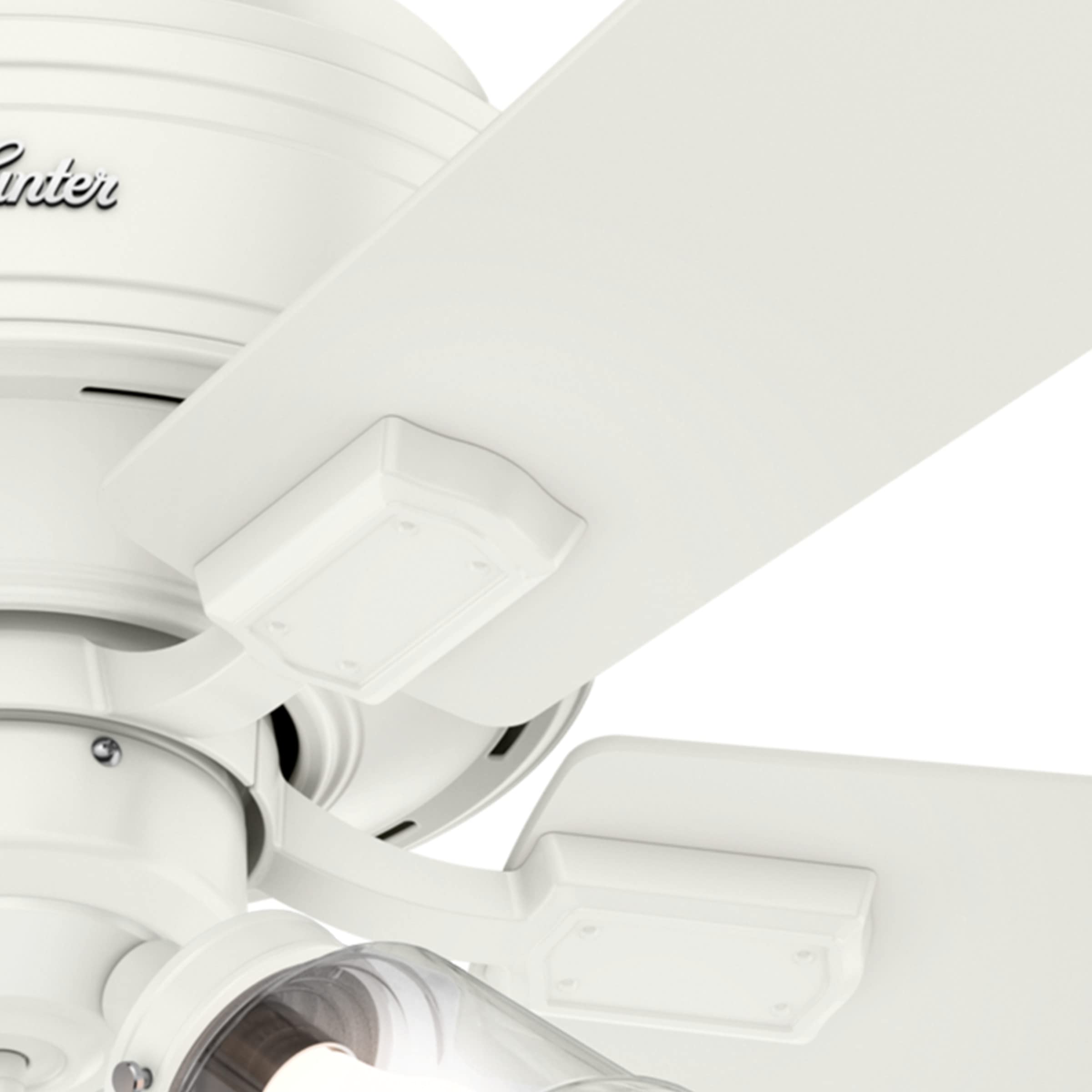 Hunter Fan Company 52152 42 Inch Crestfield Fresh White Low Profile Ceiling Fan with LED Light Kit and Pull Chain - Perfect for Bedrooms, Living Rooms, and Indoor Spaces