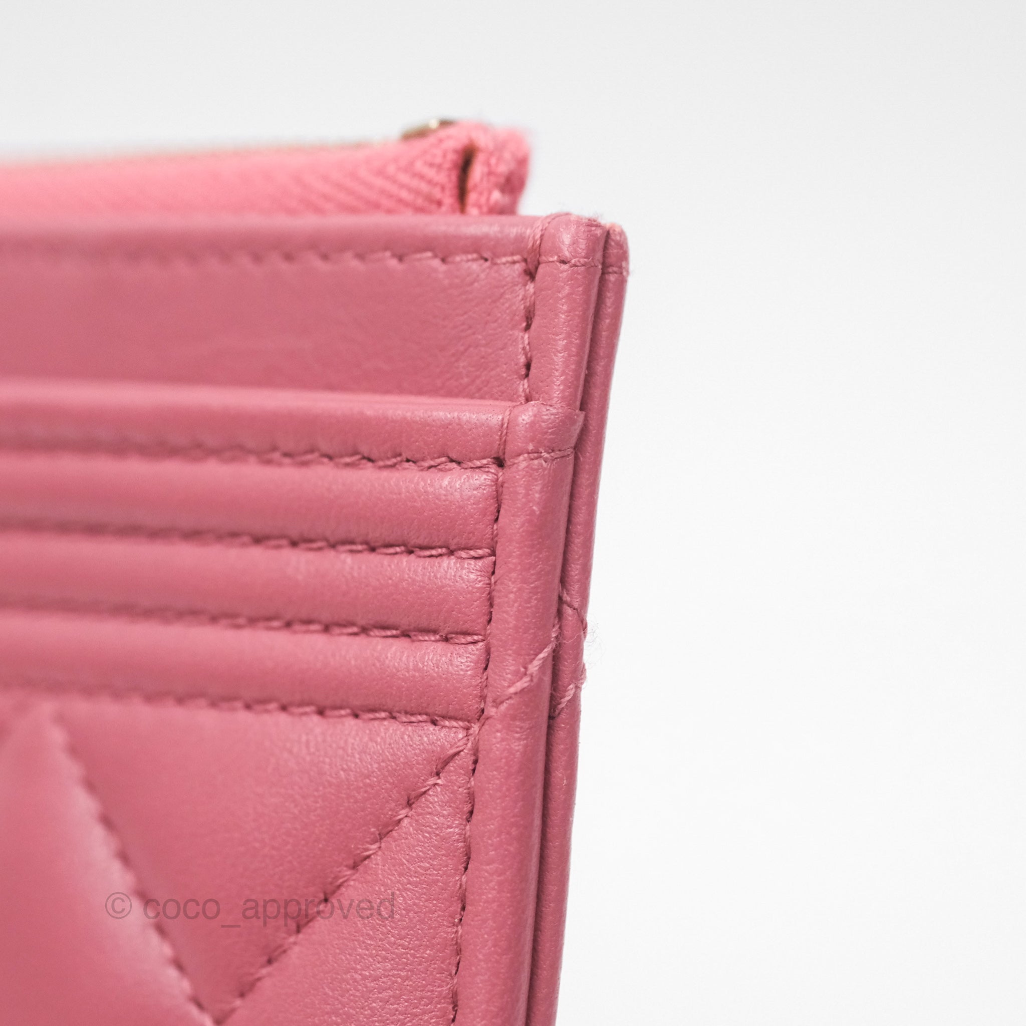 Chanel Boy Long Pouch Wallet in Dusty Pink Lambskin with Aged Gold Hardware - Luxury Crossbody Bag for Women, Perfect for Date Night & Evening Events