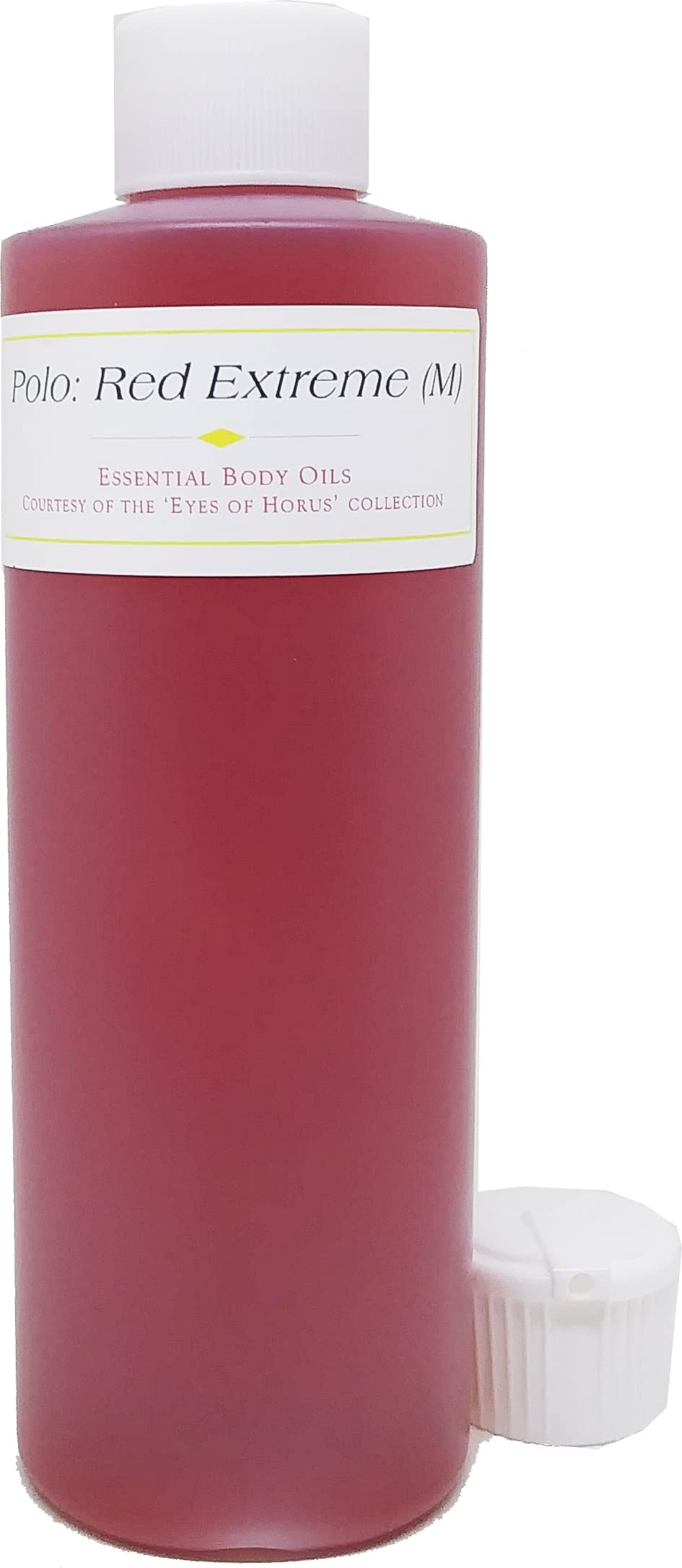 Men's Scented Body Oil - Polo Red Extreme Fragrance with Flip Cap (8 oz) - Long-Lasting Cologne Alternative for Date Night, Gym & Daily Wear