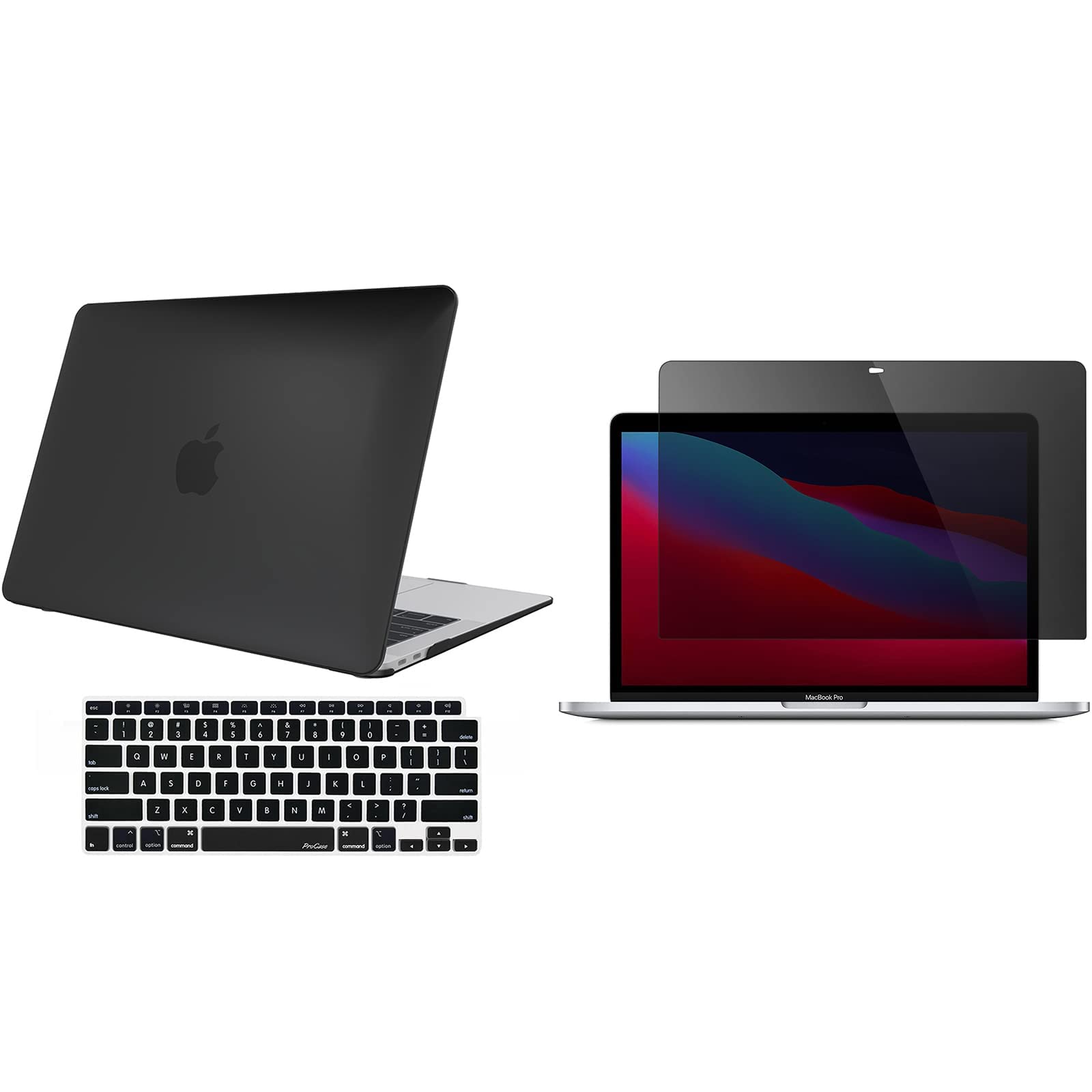 ProCase Slim Hard Shell Case for MacBook Air 13 Inch (2020, 2019, 2018) with Privacy Screen Protector - Protective Cover for MacBook Air 13 & Pro 13 - Perfect for Work, Travel & School Use