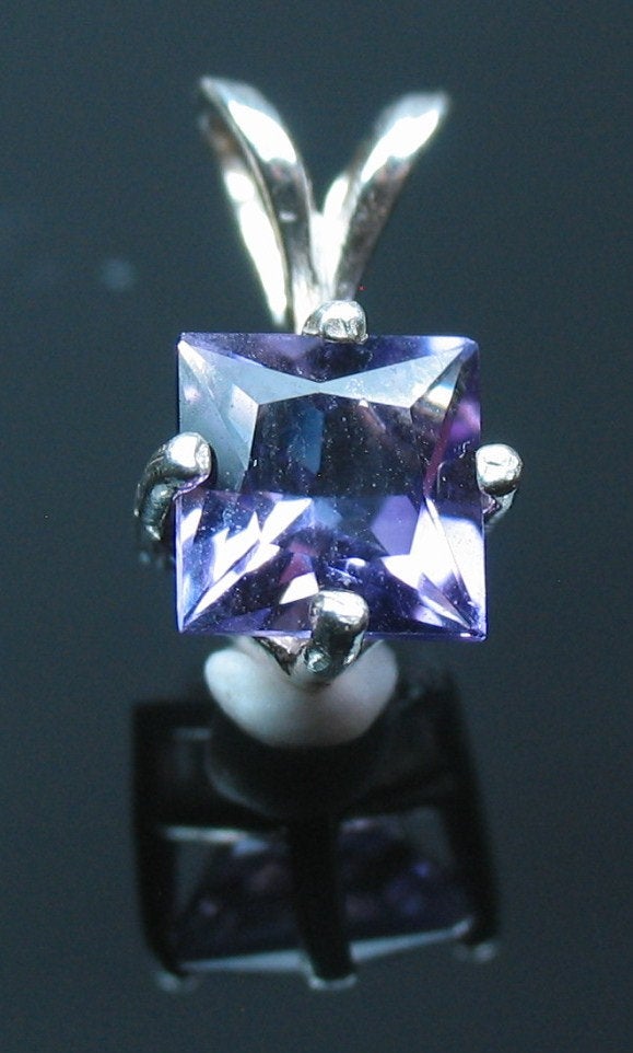1.5ct Natural Amethyst Princess Cut Dangle Pendant - Solid Sterling Silver or 14K White/Yellow Gold - VVS Eye Clean Solitaire Jewelry for Women - Perfect for Gifts, Weddings & Special Occasions