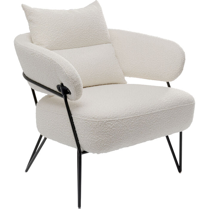 Kare Design Peppo Armchair - Modern Accent Chair for Living Room, Bedroom & Office - Stylish Comfortable Upholstered Lounge Chair with Wooden Legs