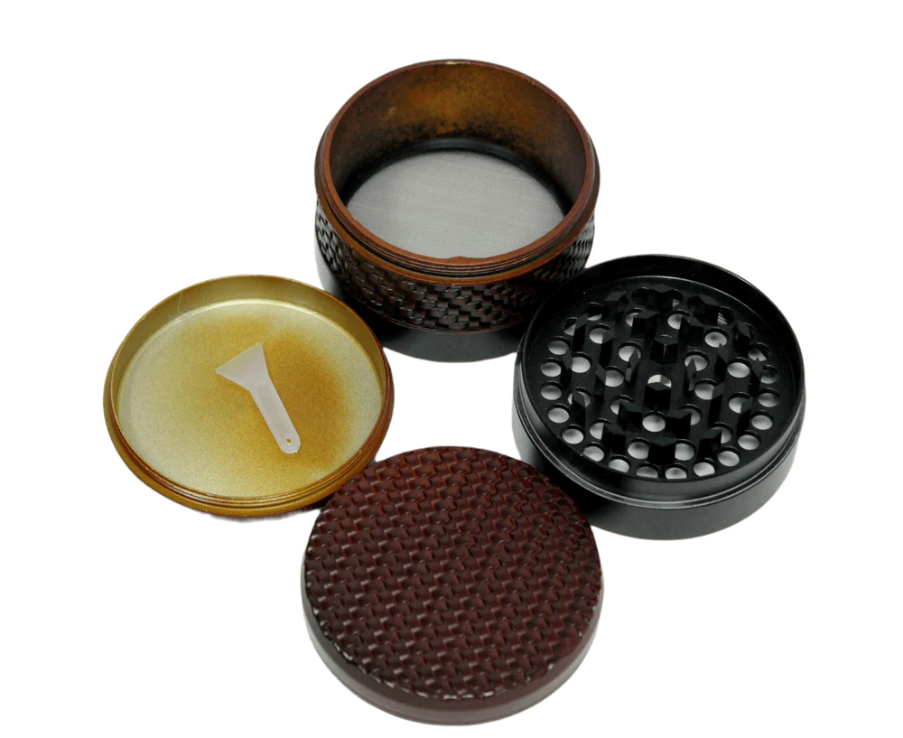 Premium EC420 63mm 4-Piece Wooden Grinder with Copper Accents - Orange & Copper Design for Smooth Herb Grinding - Perfect for Travel, Camping & Home Use
