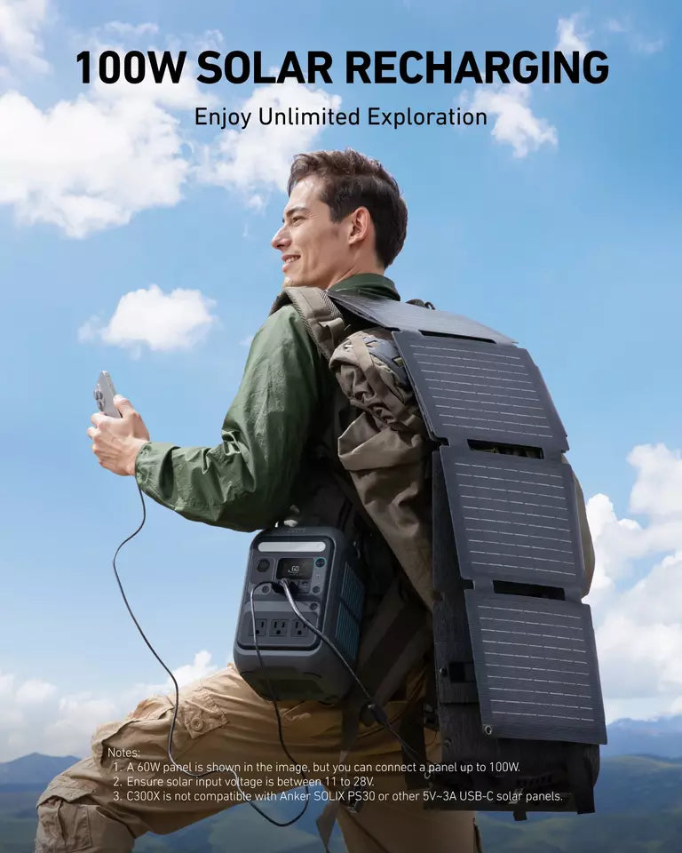 Anker SOLIX C300X 288Wh 300W Portable Power Station - Perfect for Camping, Outdoor Adventures & Emergency Power Backup