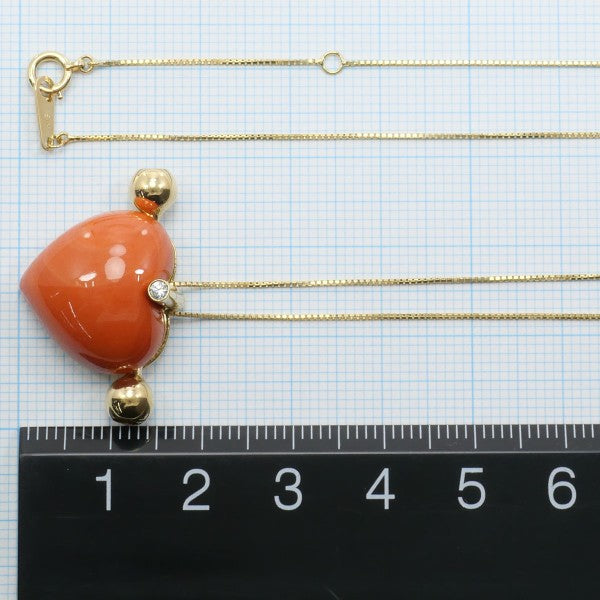 18K Yellow Gold Coral Diamond Necklace - Elegant Statement Jewelry for Women, Perfect for Weddings, Anniversaries & Special Occasions