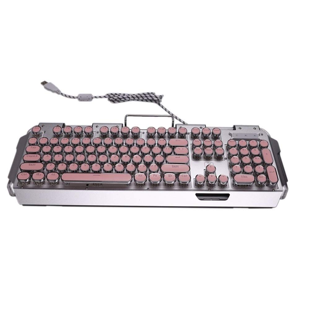 108 Key Retro Round Typewriter Mechanical Gaming Keyboard - Transparent Keycap, Wired USB, Multiple RGB Lighting Effects (Round Style) - Perfect for Typing, Gaming & Office Work