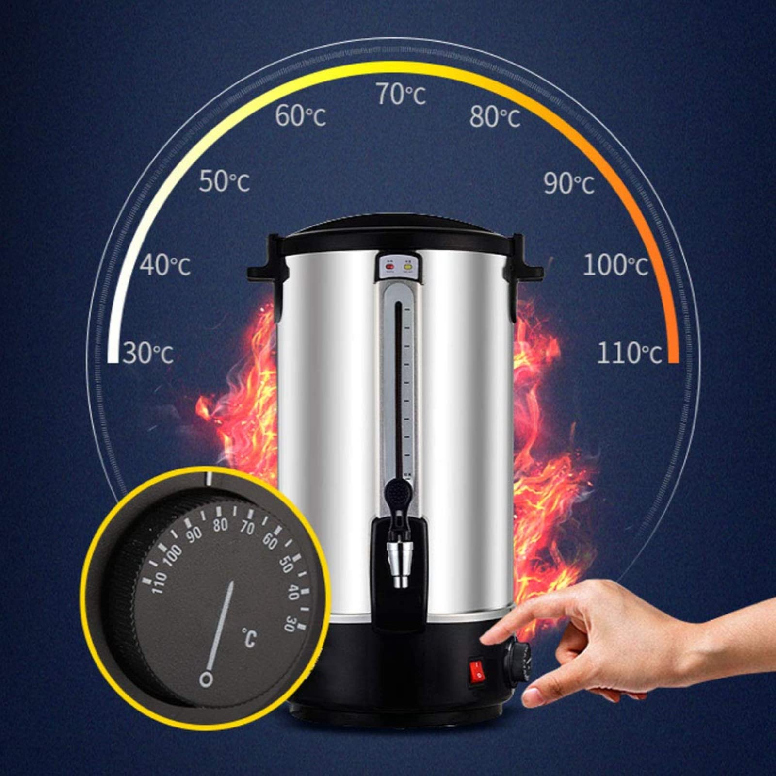 Commercial Electric Hot Water Boiler & Warmer - 6L Stainless Steel Insulated Beverage Dispenser with Spigot for Coffee, Tea, Milk & Juice - Perfect for Home, Office, Cafes & Party Use