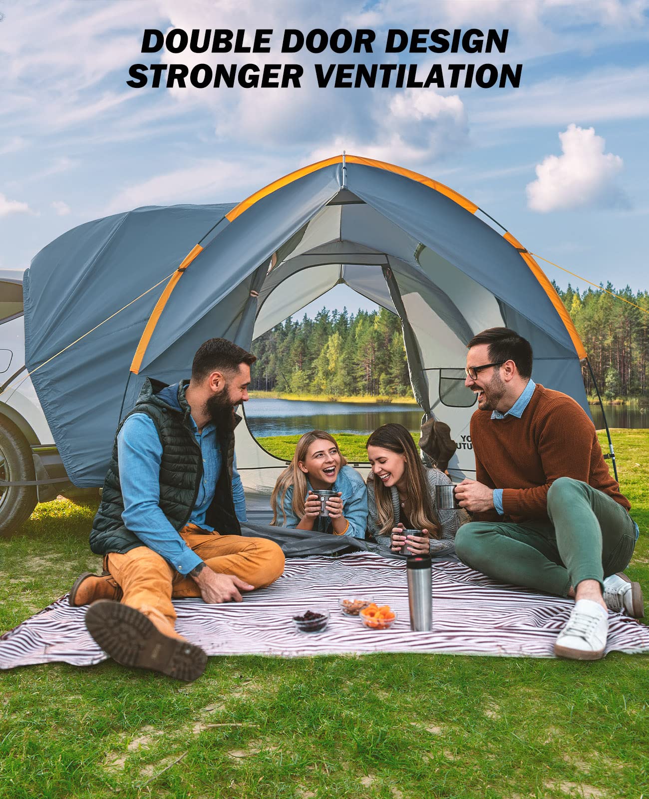 JOYTUTUS SUV Camping Tent - Waterproof PU2000mm Double Layer 6-8 Person Outdoor Tent with Double Door Design | Perfect for Family Camping, Road Trips & Outdoor Adventures
