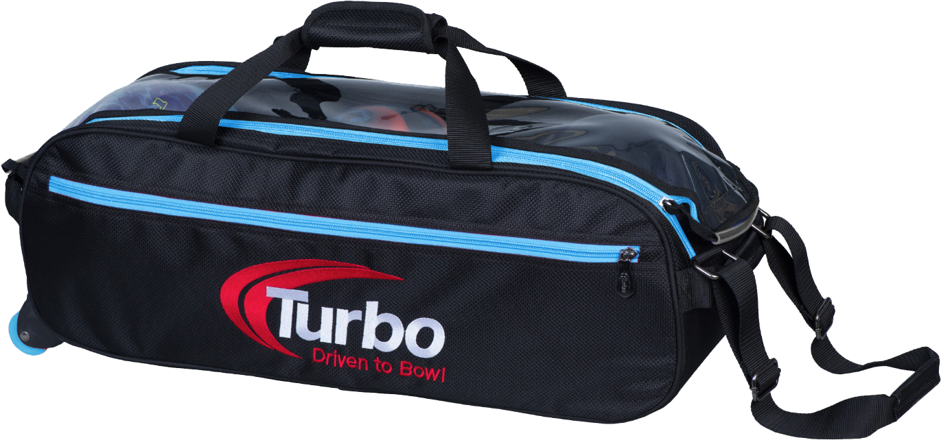 Turbo Pursuit Slim Triple Tote Bowling Bag - Blue & Black - Perfect for Bowling Leagues, Tournaments & Practice Sessions