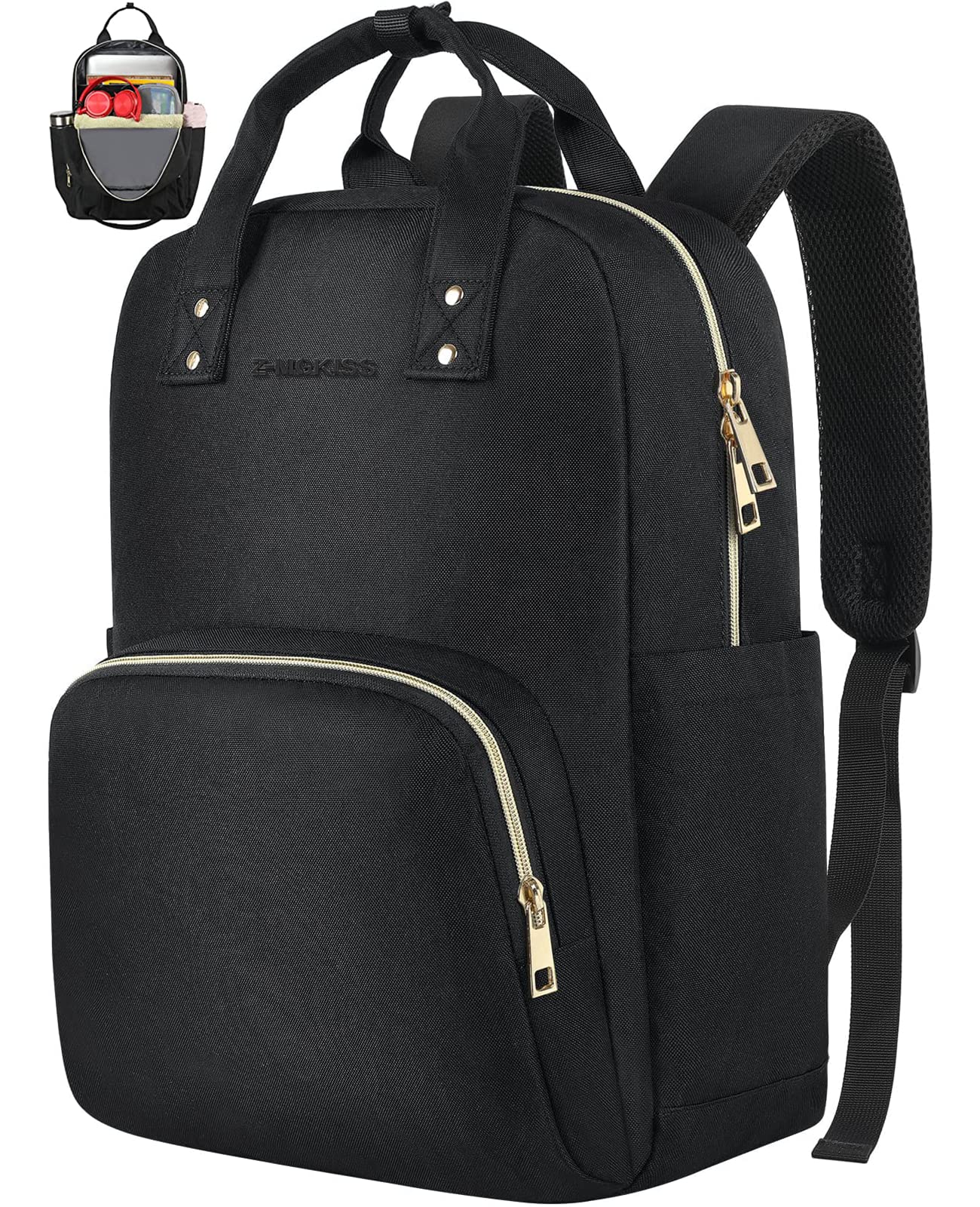 Stylish Waterproof Laptop Backpack for Women - Lightweight 15.6 Inch Travel & Work Bag, College Casual Daypack, Business Computer Backpack for Nurses & Professionals (Black) - Perfect for Commuting, Office Use & Daily Essentials