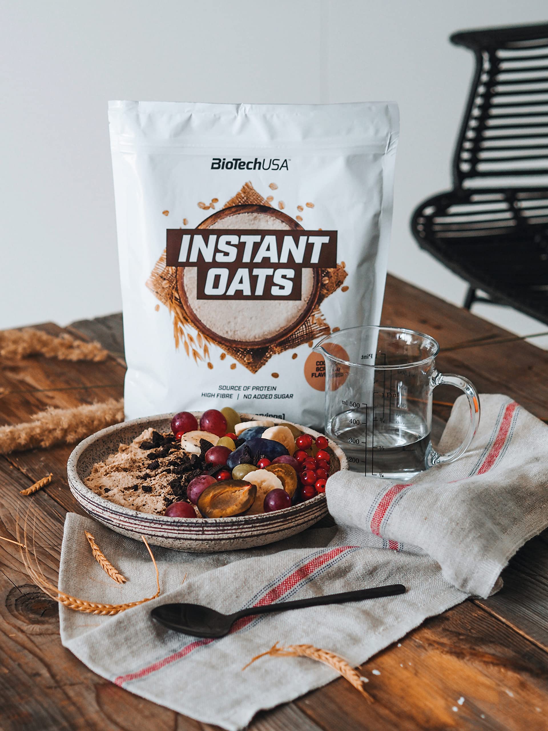 BioTechUSA Instant Oats Chocolate Flavor - 1000g Pack | Quick & Healthy Breakfast Solution for Busy Mornings | Perfect for Office, Gym & On-the-Go Nutrition