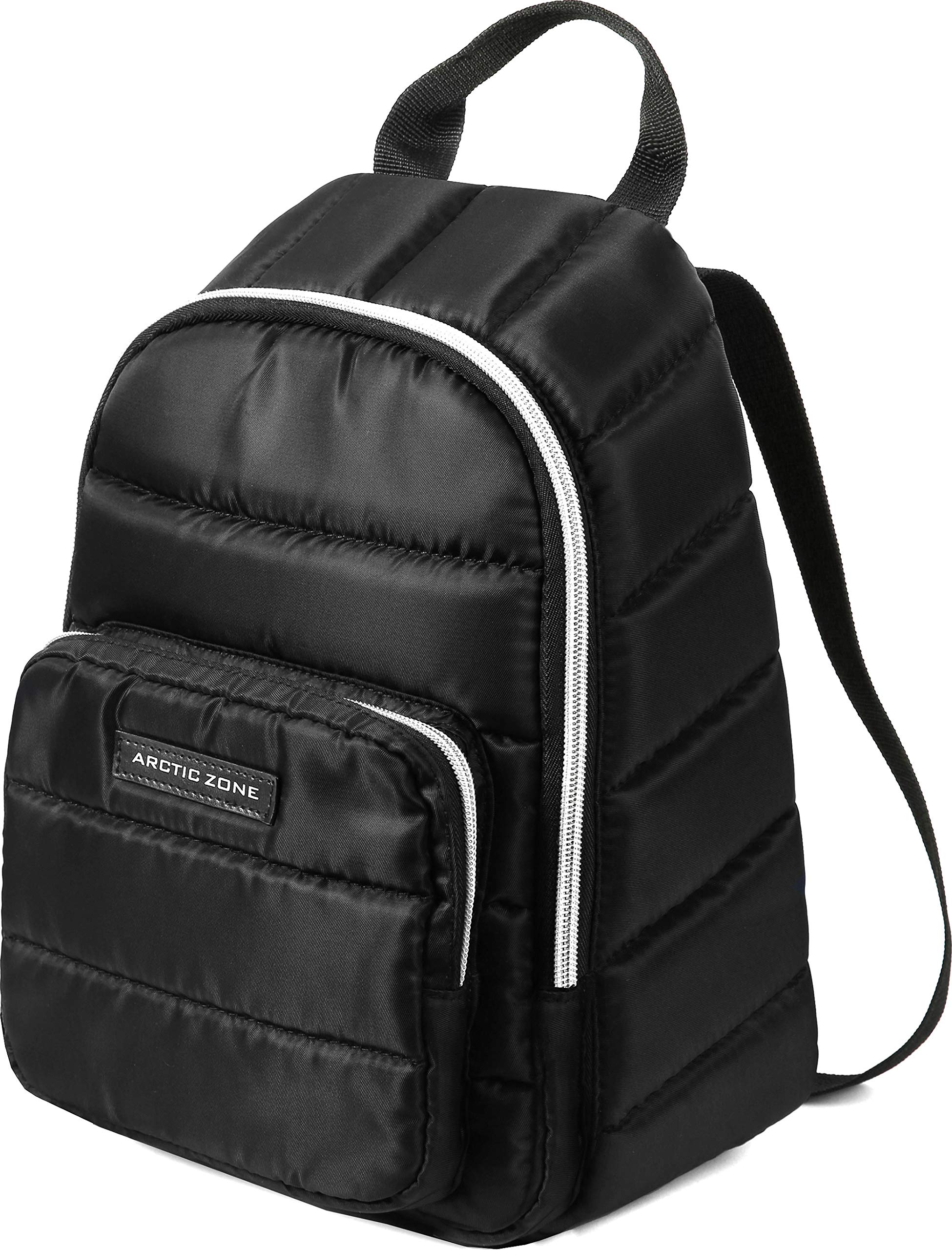 Arctic Zone Quilted Insulated Backpack Lunch Box - Black | Leakproof Cooler Bag for School, Work & Outdoor Picnics