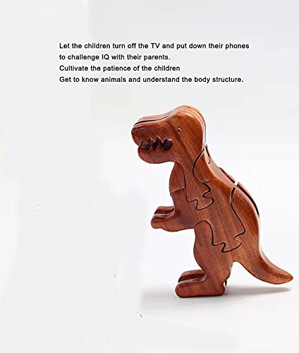 YOVQNMX Wooden Dinosaur Puzzle Toys for Kids - T-Rex Animal Wood Block Puzzle, Brain Teaser & Intelligence Game for Toddlers (Perfect for Birthday Gifts & Early Learning Activities)