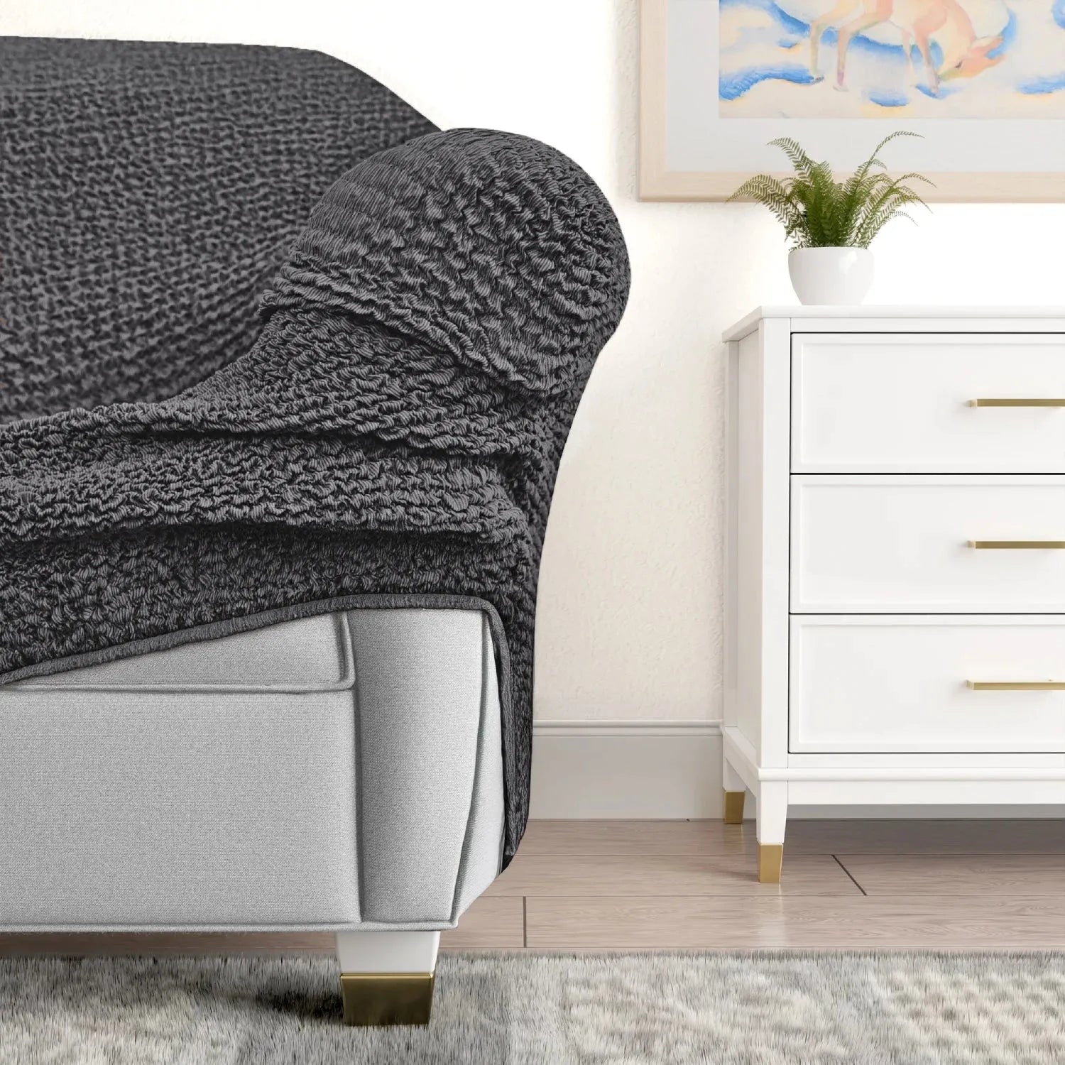 3-Seater Sofa Slipcover - Mille Righe Collection | Stretchable Furniture Protector for Living Room, Bedroom & Office | Easy Washable Couch Cover for Pets & Kids