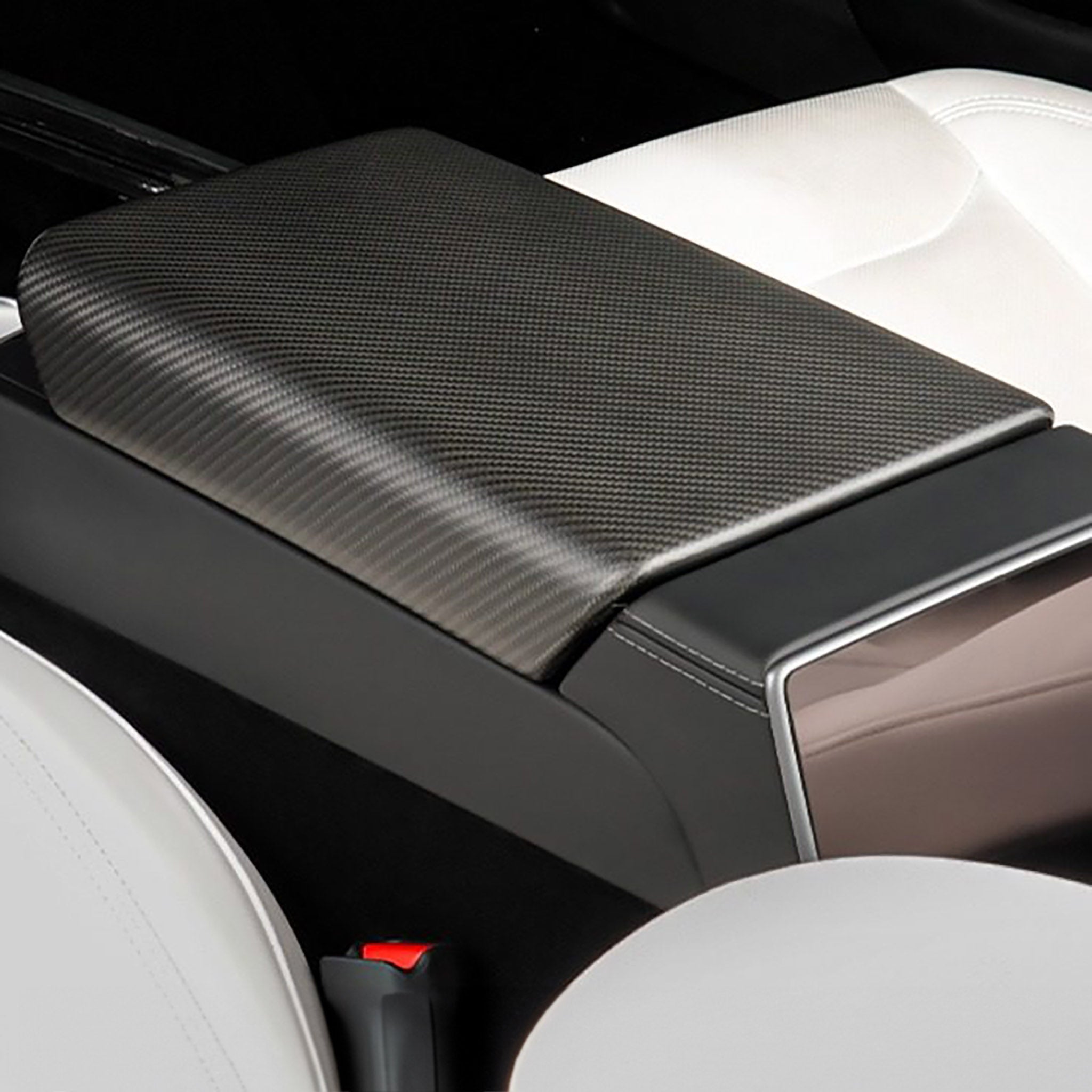 Premium Real Carbon Fiber Armrest Box Cover for 2024+ Tesla Model 3 Highland - Upgrade Interior with Luxury Accessories for Car Enthusiasts & Tesla Owners