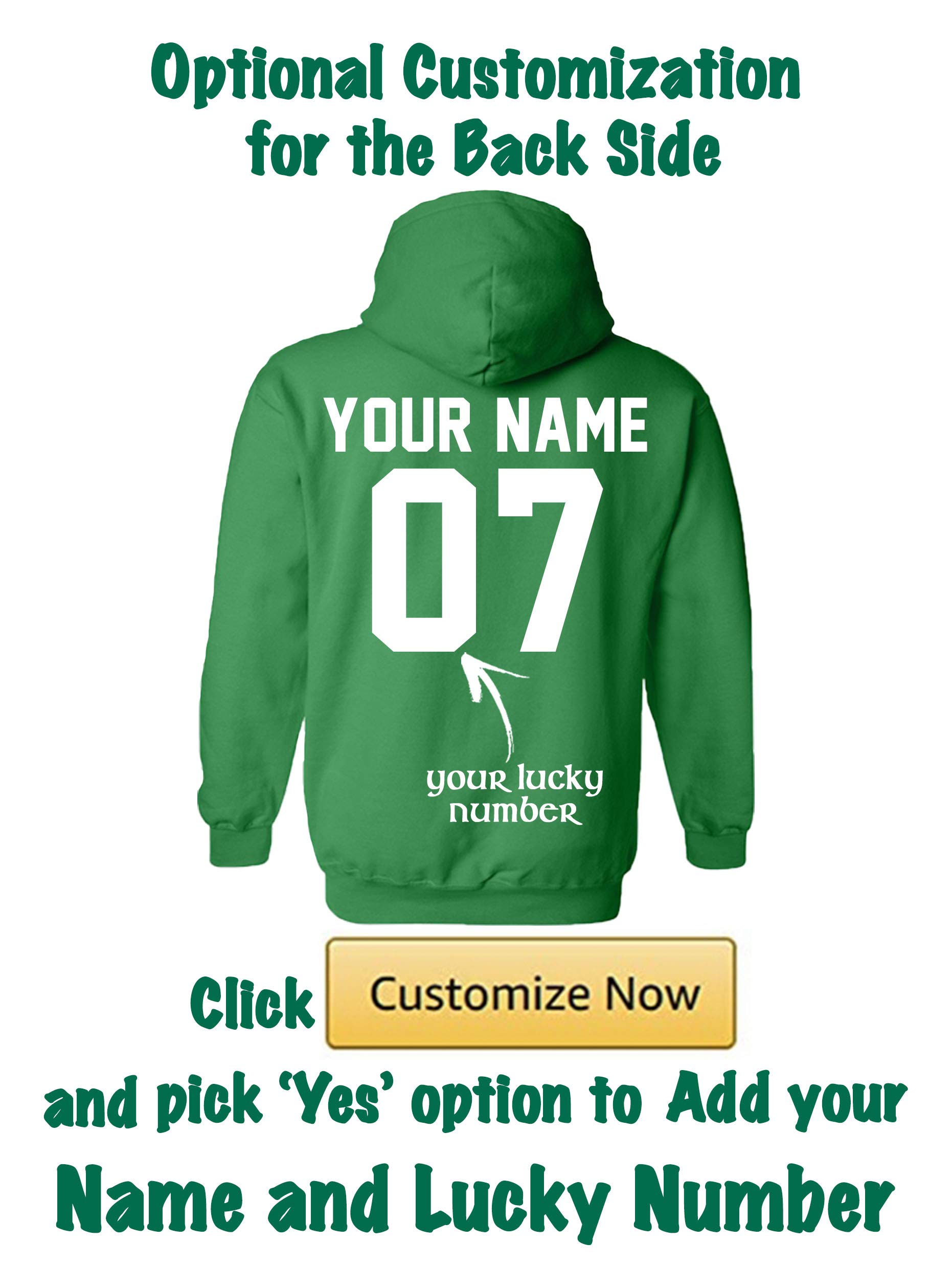 Custom Personalized Hoodies for St. Patrick's Day - Add Your Name & Number - Warm Fleece Pullover Sweatshirts for Men & Women - Perfect for Parties, Parades & Holiday Celebrations