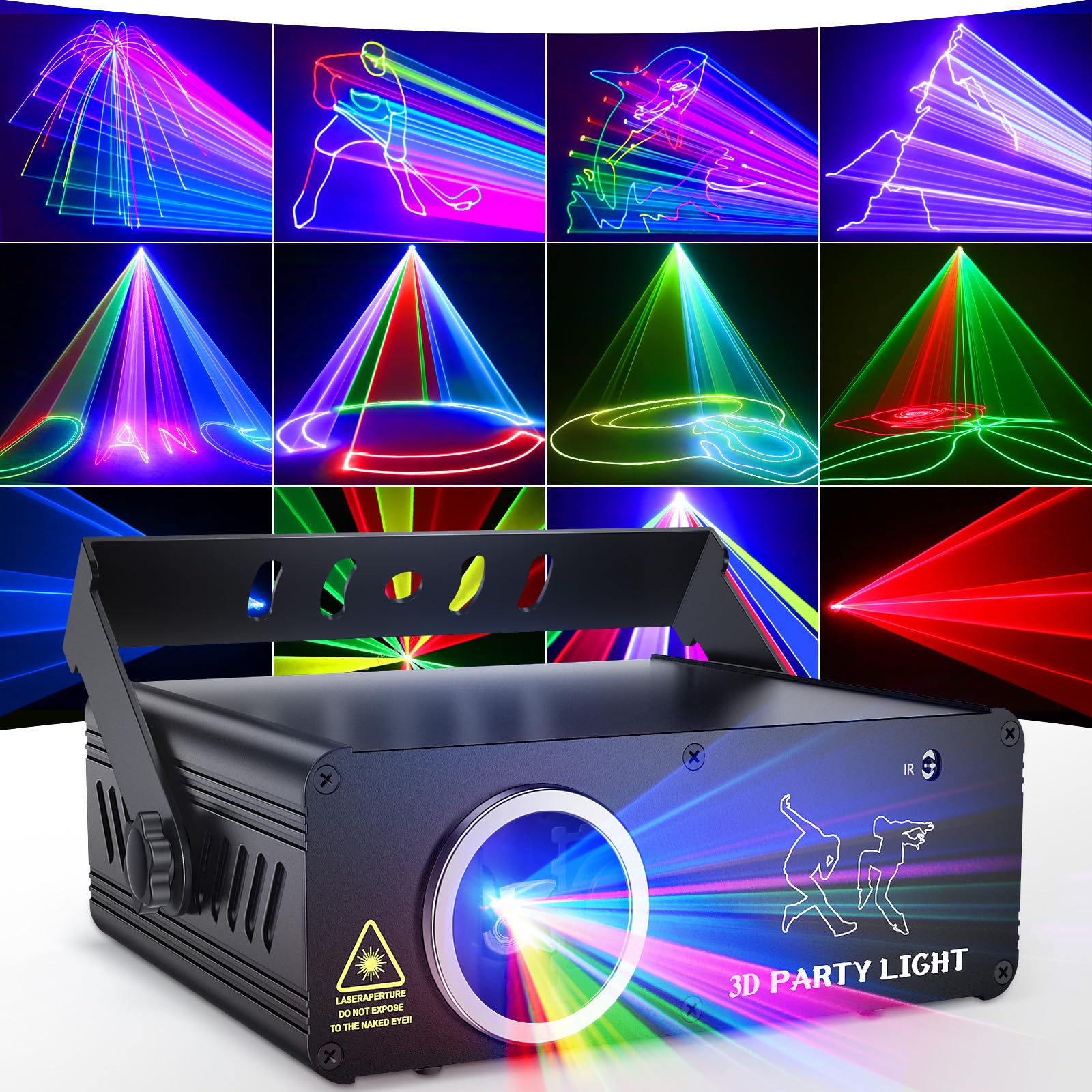 Professional DJ Laser Lights for Party - 3D Animation Laser Light Show Machine with DMX512 & Sound Activation | RGB Beam Scanning Projector with Remote Control for Indoor Events, Clubs, and Stage Performances