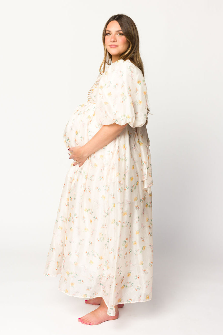 Melody Maxi Dress with Pleats & Bow Detail - Yellow Rose Floral Print | Bump Friendly Maternity Dress | Inclusive Sizing S-3XL | Perfect for Weddings, Baby Showers & Summer Vacations