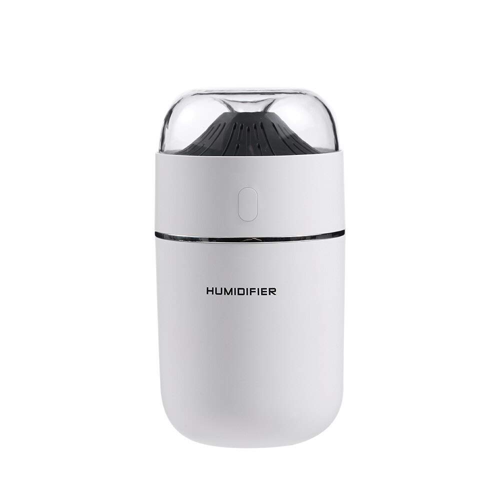 DLRBWAN 320ml Ultrasonic Cool Mist Humidifier & Essential Oil Diffuser with Color LED Light - Small Portable Air Humidifier for Office, Bedroom, Car, Nursery (White) - Perfect for Dry Air Relief & Aromatherapy