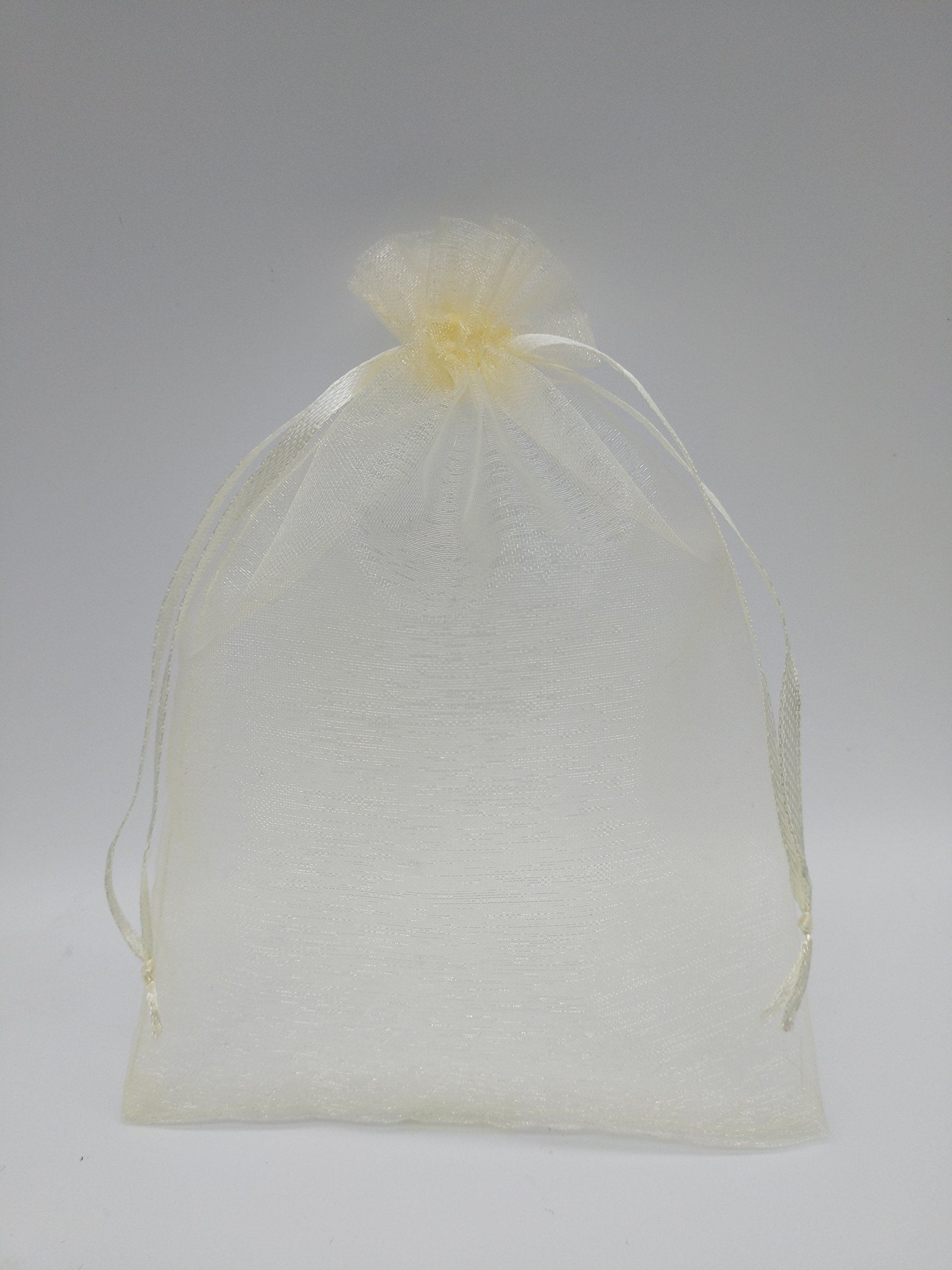 Ankirol 100pcs 5x7'' Sheer Organza Favor Bags for Wedding, Party Favors, Gift Bags, Samples & Display - Drawstring Pouches in Champagne - Perfect for Bridal Showers, Baby Showers & Special Events