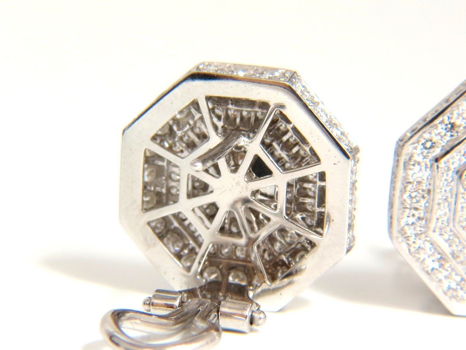 4.00CT Octagonal Step Cut Diamond Bead Set Clip-On Earrings in 18KT Gold - Perfect for Weddings, Parties & Special Occasions