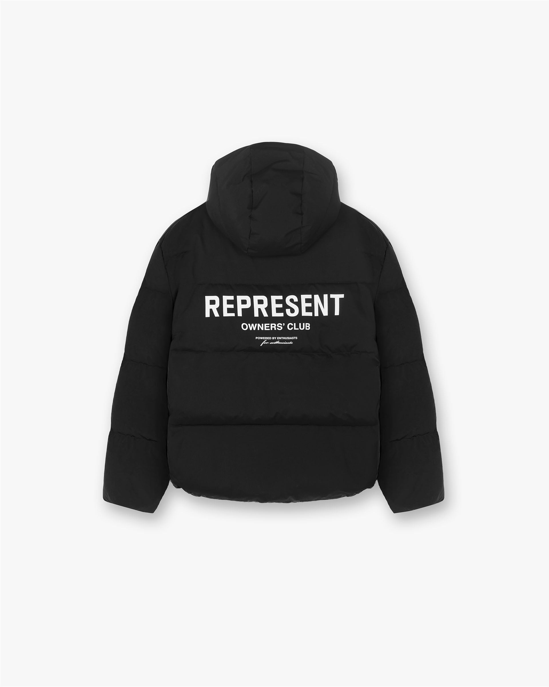 Represent Owners Club Hooded Puffer Jacket - Black | Winter Warm Fashion Coat for Men & Women | Perfect for Streetwear, Urban Outfits & Cold Weather