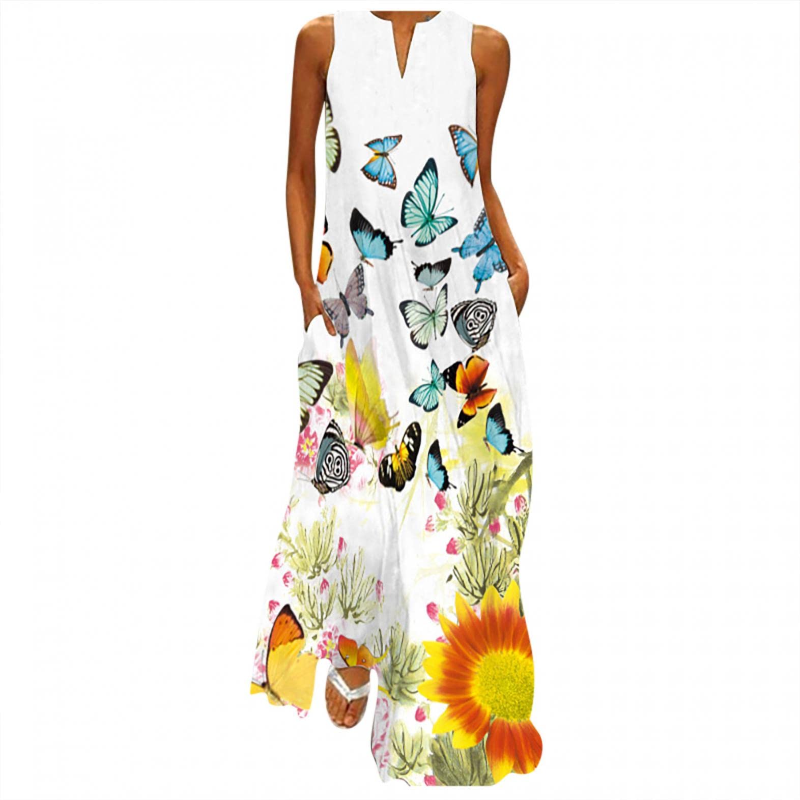 Sexy Casual Plus Size Women's Dresses - High Waisted Summer Boho Dress with Cute Print | Flowy Party Dress for Beach, Vacation & Date Night