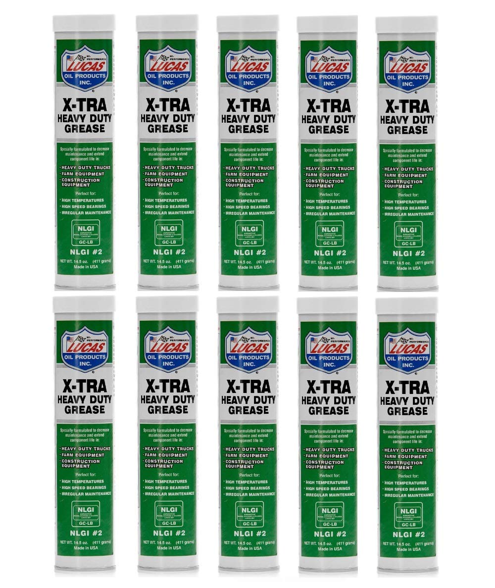 Lucas Oil 10301-10 Xtra Heavy Duty Grease 14.5 oz (10-Pack) - High Performance Lubricant for Automotive, Industrial & Marine Equipment