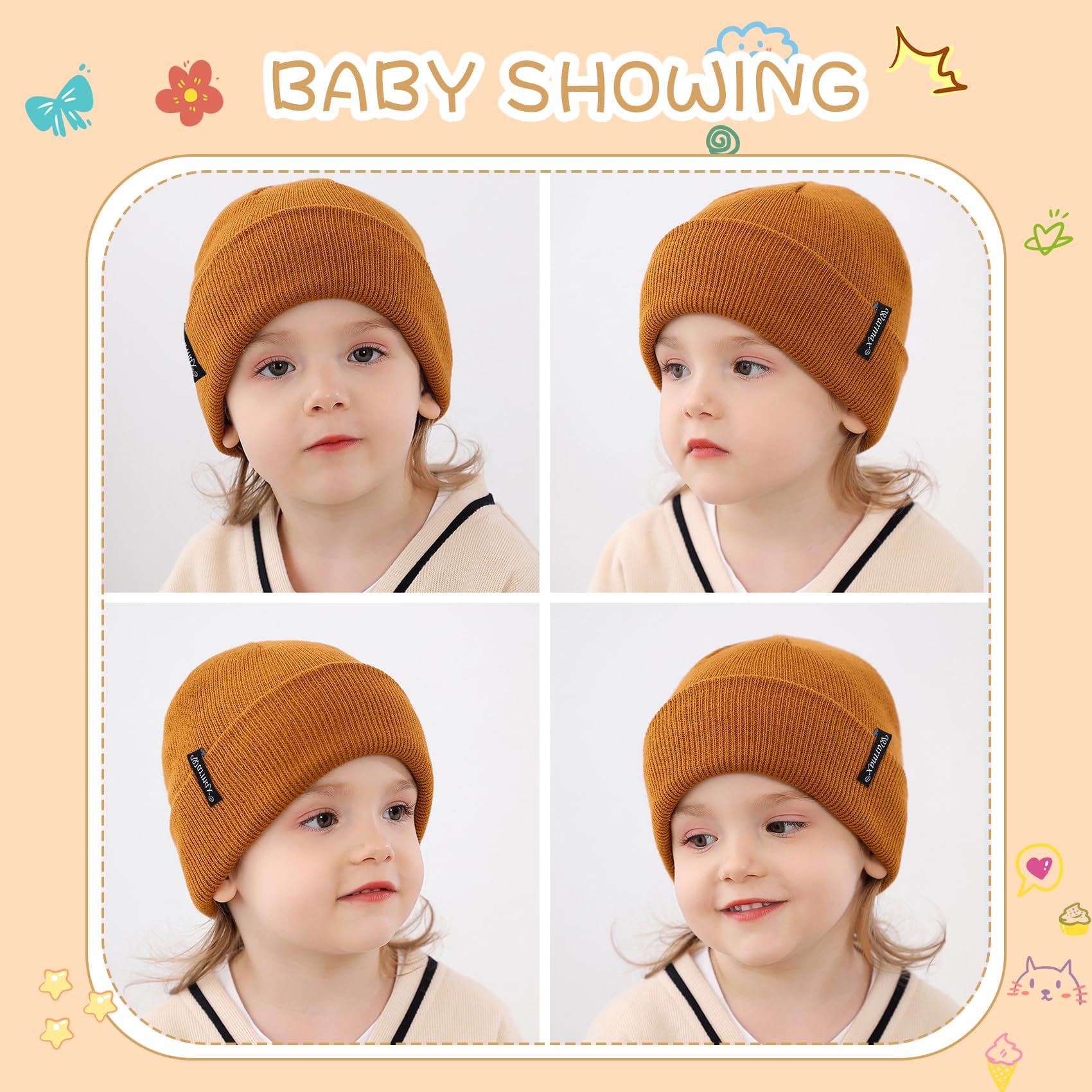 Durio Baby Beanies - Warm Winter Hat for Baby Boys & Girls, Soft Knit Beanie for Toddlers & Kids - Perfect for Cold Weather, Outdoor Play & Family Photos