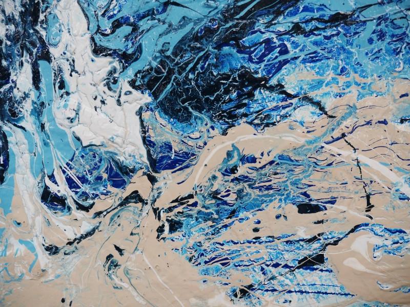 160cm x 100cm Blue Abstract Canvas Art - Modern Wall Decor for Living Room, Bedroom & Office - Handmade Contemporary Painting