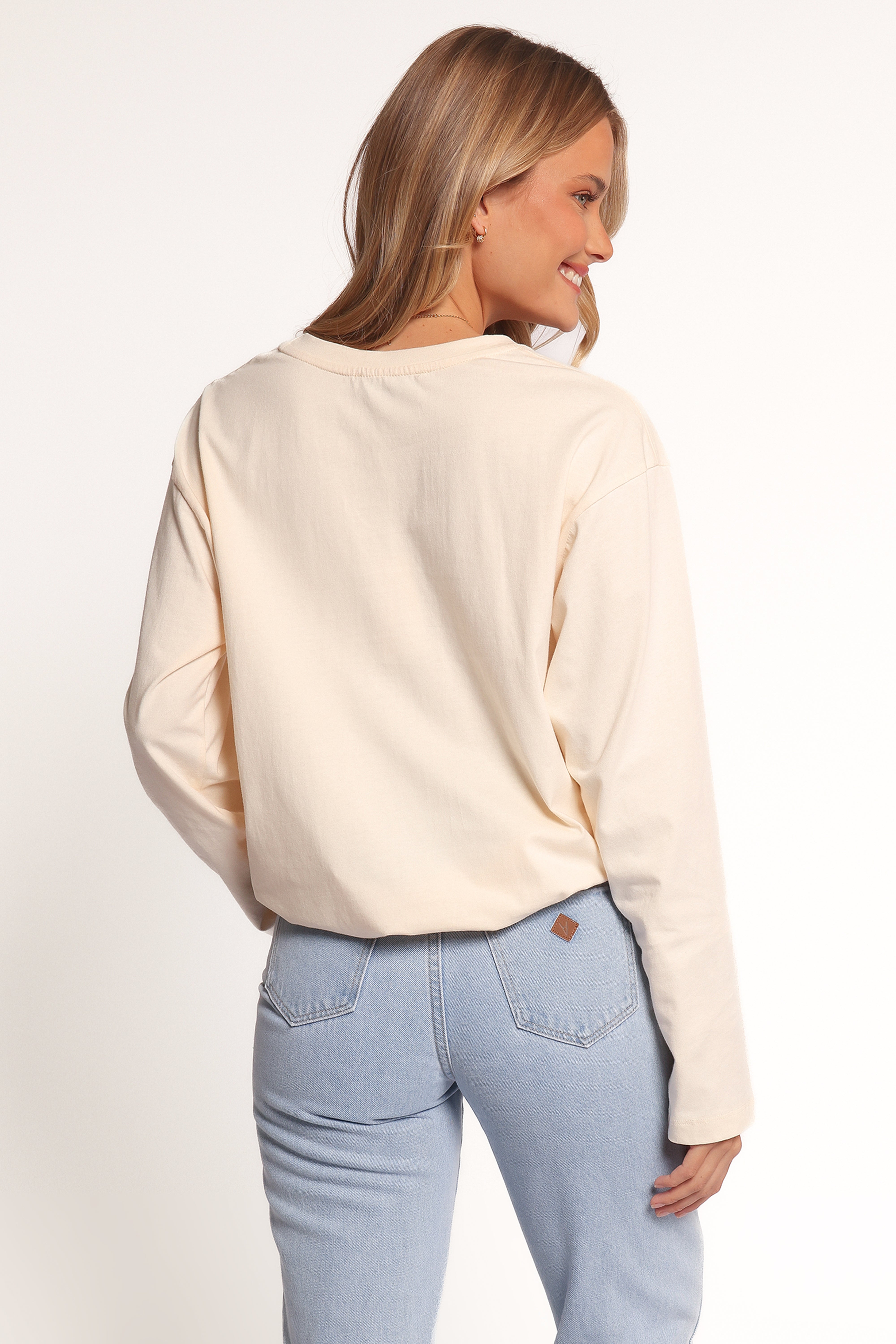 Flower Market Long Sleeve T-Shirt for Women - Soft Cream Casual Top for Spring & Fall | Perfect for Daily Wear, Outings & Layering