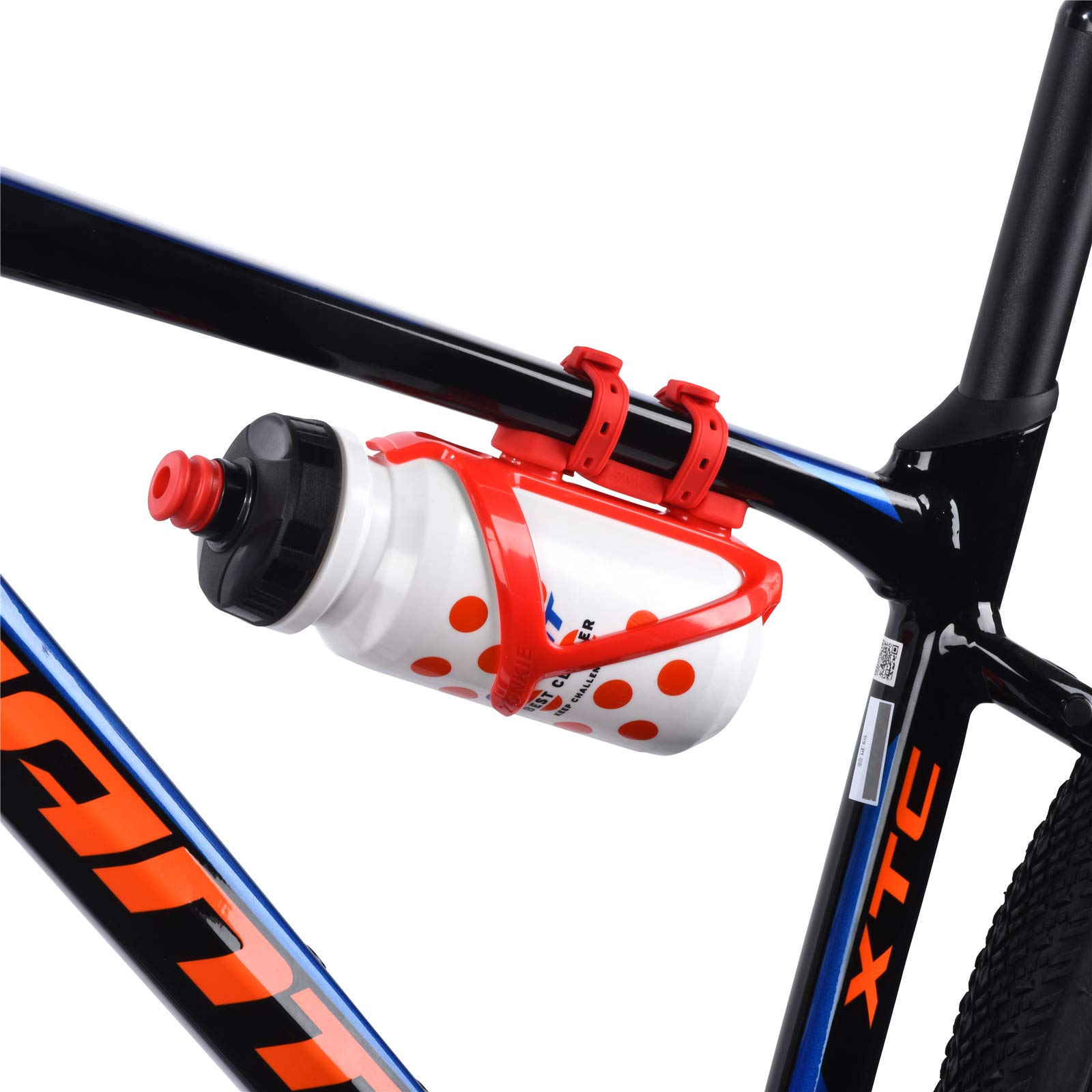 ZONKIE Bike Water Bottle Holder - Lightweight Plastic Bicycle Bottle Cage with Secure Mounting Base for Road & Mountain Bikes (Red) - Perfect for Cycling, Commuting & Outdoor Sports
