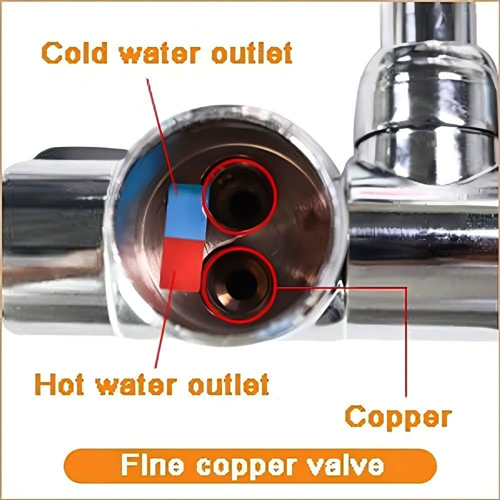 360° Rotating RV Camper Faucet - Hot & Cold Water Folding Kitchen Sink Tap with Dual Knob Handles, Brass Construction & Chrome Finish (G1/2) - Perfect for Tiny Homes, Boats, and Off-Grid Living
