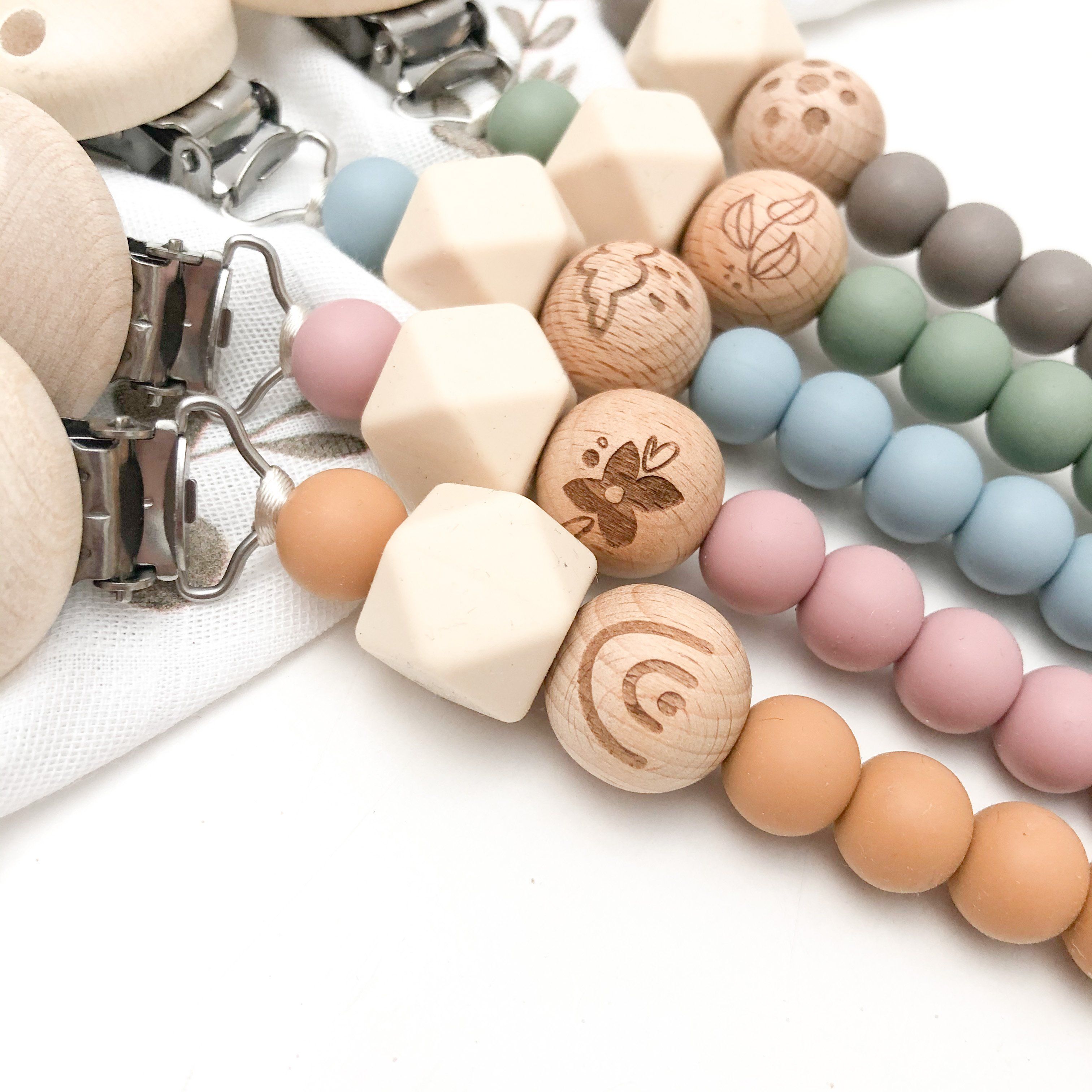 Elements Range Dummy Holders - Secure Baby Pacifier Clips for Strollers, Car Seats & Diaper Bags | Soft Silicone Teething Toys for Infants & Toddlers | Perfect for On-the-Go Parenting & Travel Essentials