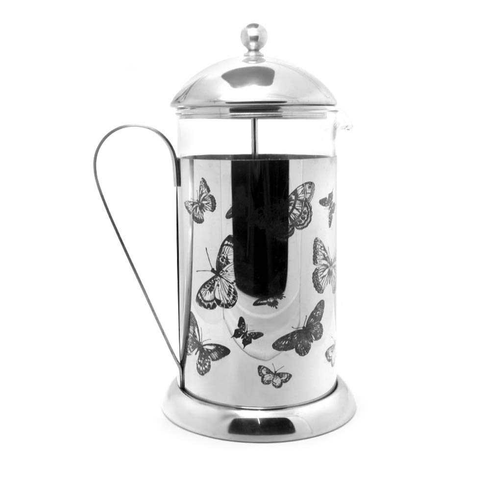 Premium French Press Coffee Maker - 1000ml Heat-Resistant Glass Coffee Press with Stainless Steel Filter for Rich & Smooth Brew | Ideal for Home, Office, Camping & Gifts (Silver)