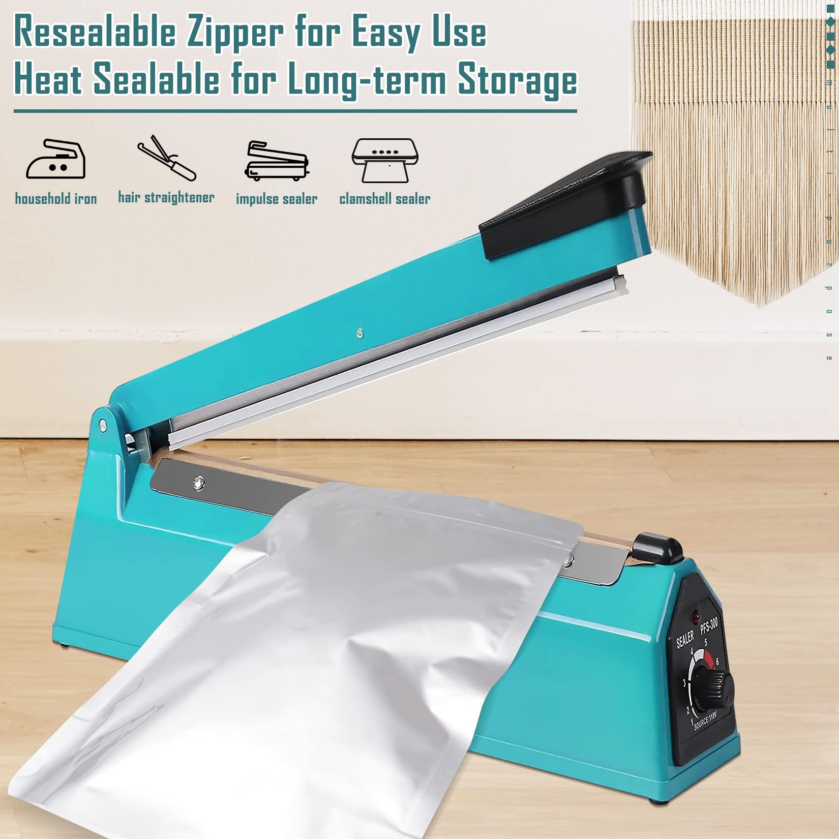 50 Pack 7.8 Mil 4''x6'' Mylar Bags for Long-Term Food Storage - Resealable, Smell Proof & Heat Sealable Stand-Up Foil Pouch Bags with 50 Labels - Perfect for Tea, Coffee, Herbs, Spices & Dry Food Storage - Ideal for Home, Camping & Emergency Preparedness