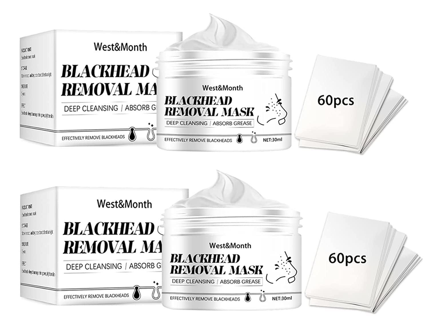 BIERDAN Blackhead Removal Mask - Bamboo Charcoal Peel Off Mask for Deep Cleansing & Pore Minimizing - Face Mask for Men & Women - Perfect for Acne Prone Skin & Blackhead Treatment at Home