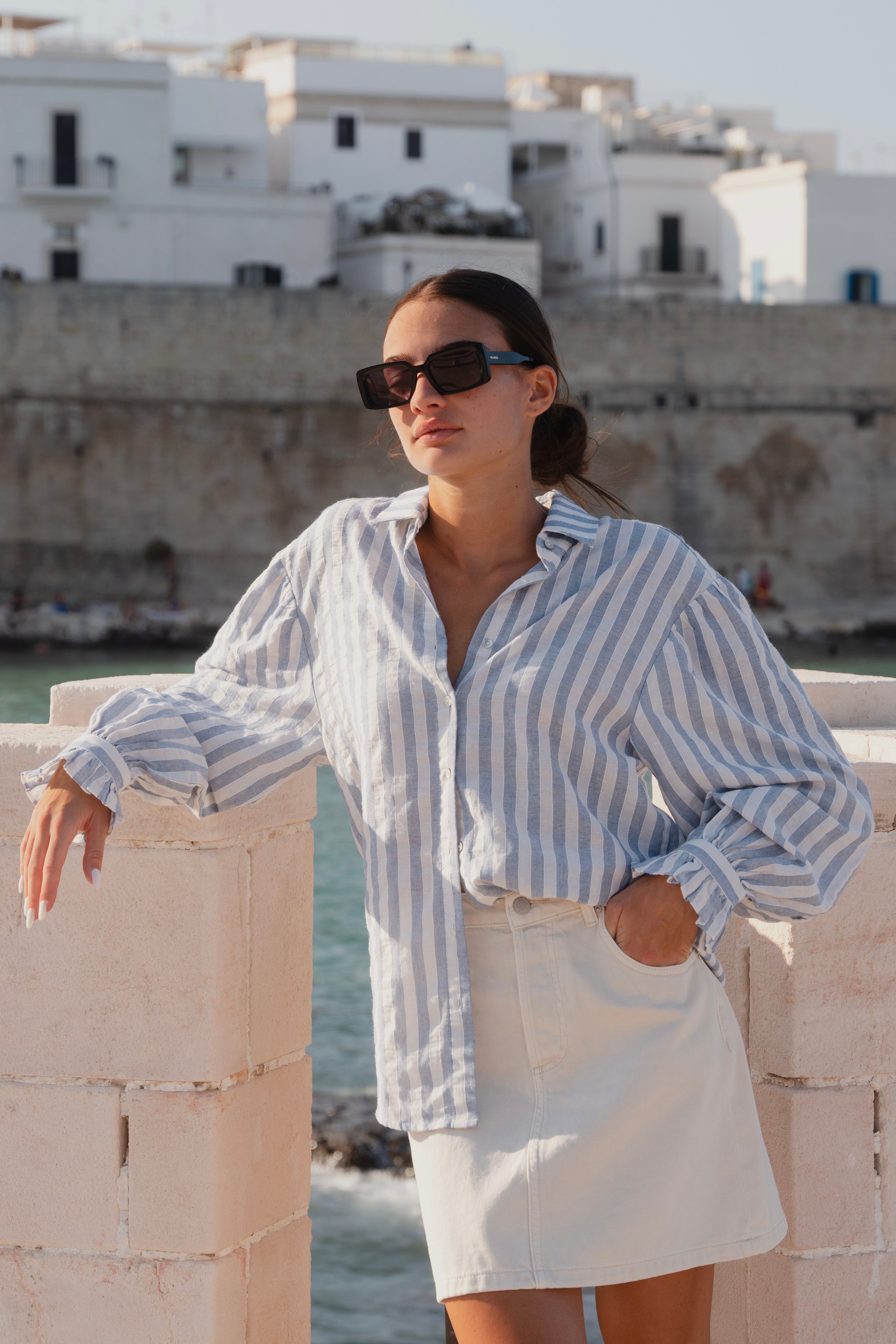 Stylish Blue Stripe Drop Shoulder Long Sleeve Shirt for Men & Women | Casual Comfort Wear for Everyday Outfits, Office & Weekend Looks