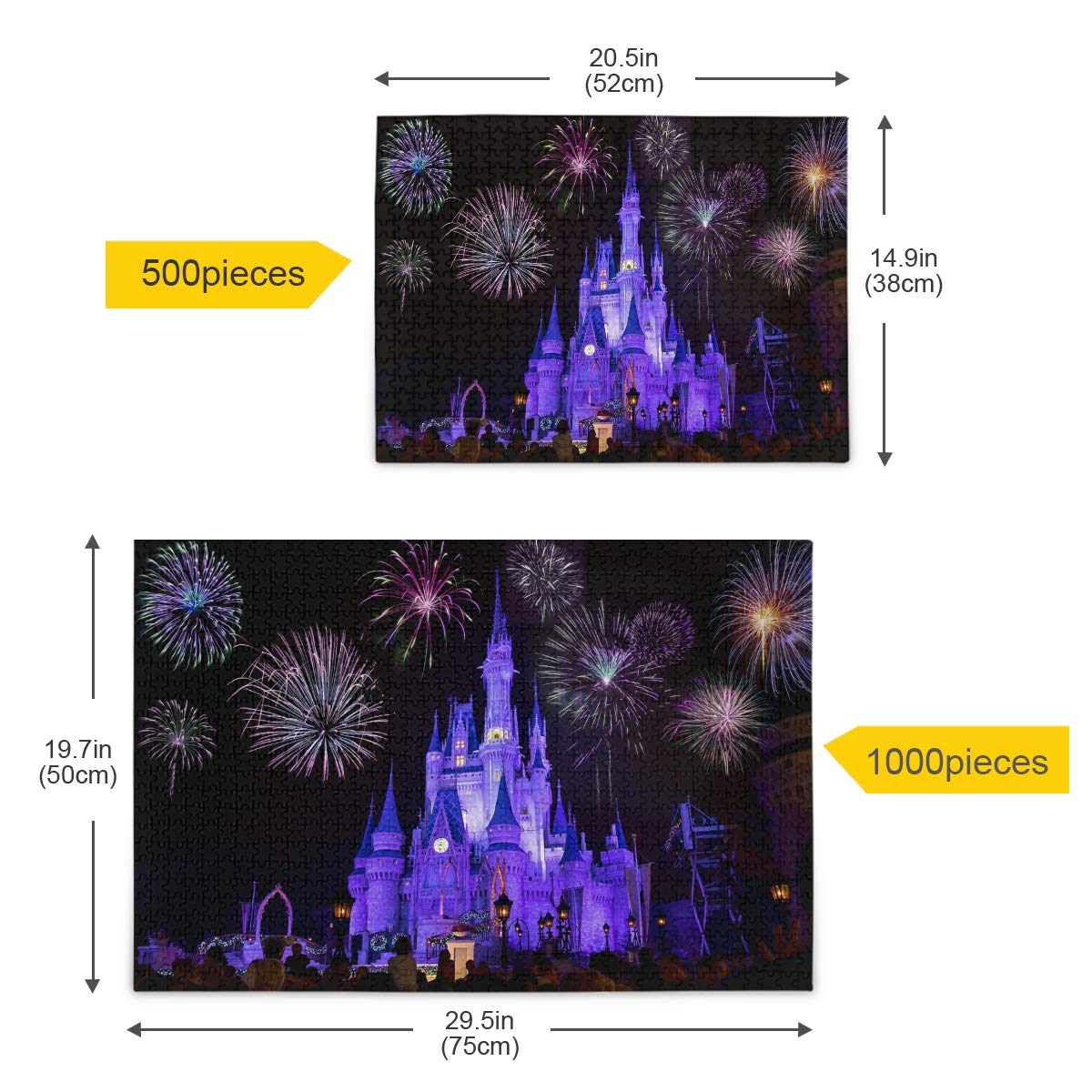 500-Piece Dream Castle with Firework Jigsaw Puzzle for Adults & Kids - DIY Gift, Family Game Night, Birthday Party Activity, Stress Relief & Home Decor