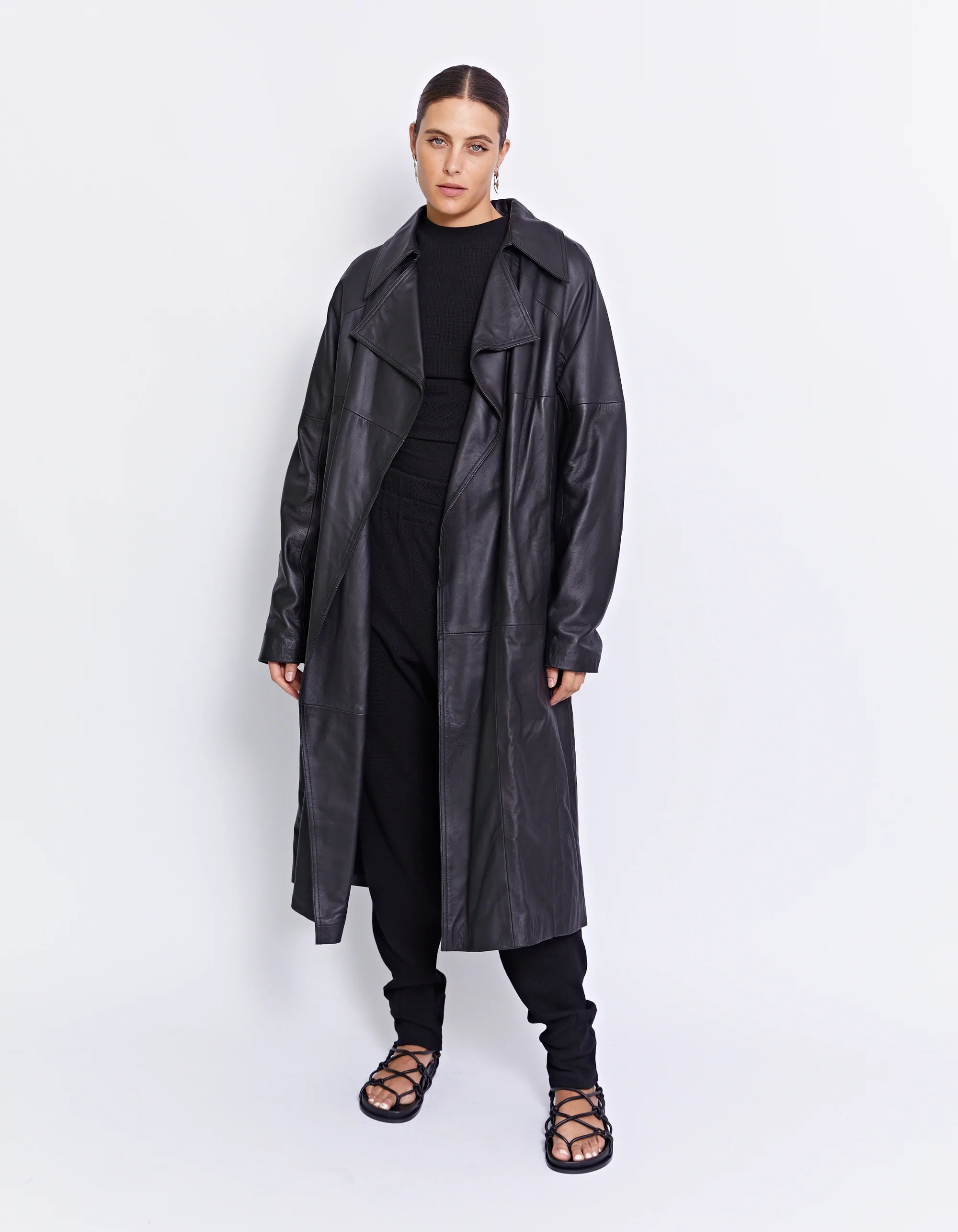 Premium Genuine Leather Trench Coat for Men & Women - Classic Waterproof Windbreaker with Belt - Perfect for Fall, Winter & Formal Occasions