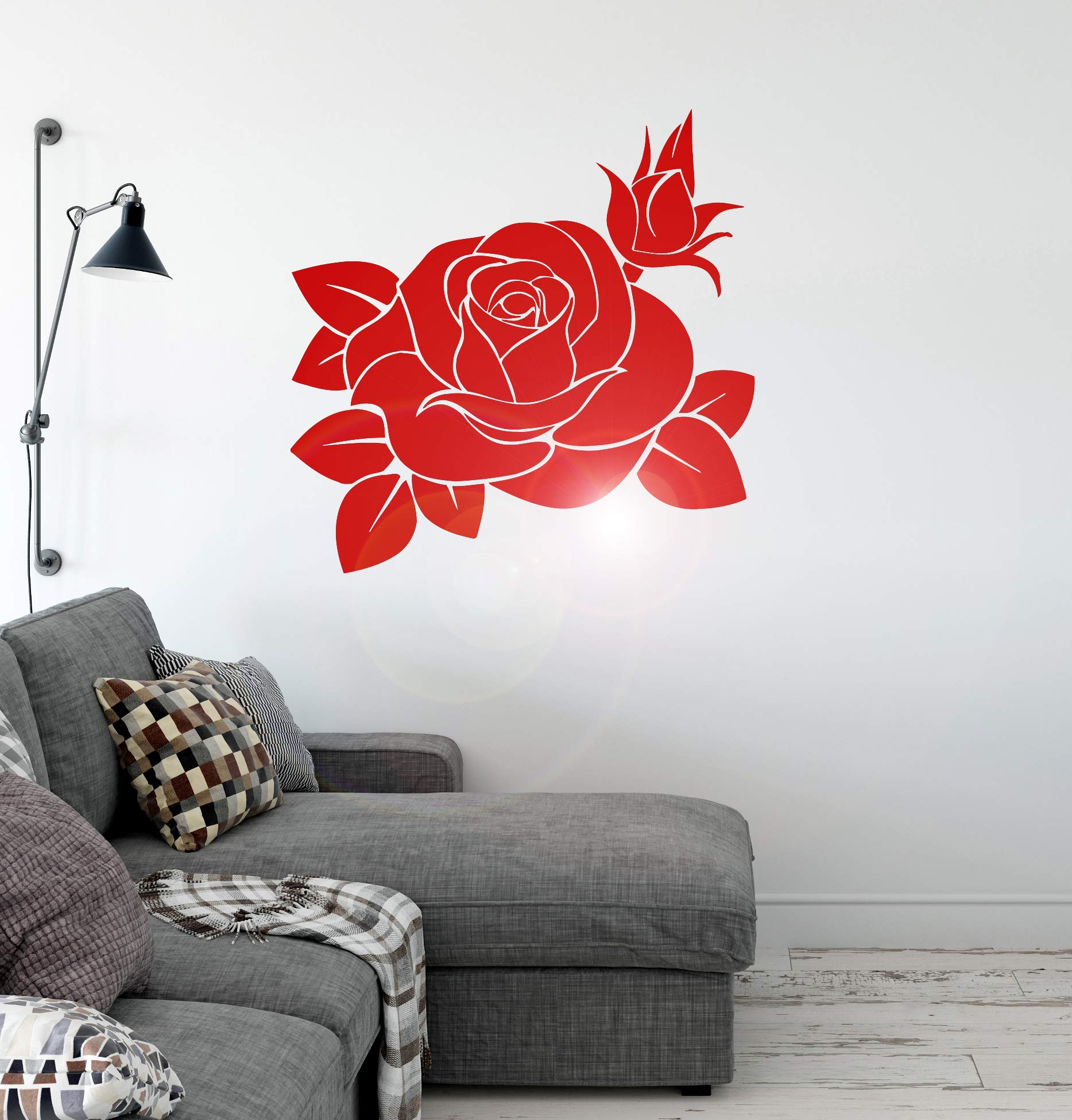 Black Rose Flower Vinyl Wall Decal Stickers - Elegant Bedroom Decor for Home & Living Room | Perfect for DIY Wall Art, Nursery, and Office Decoration