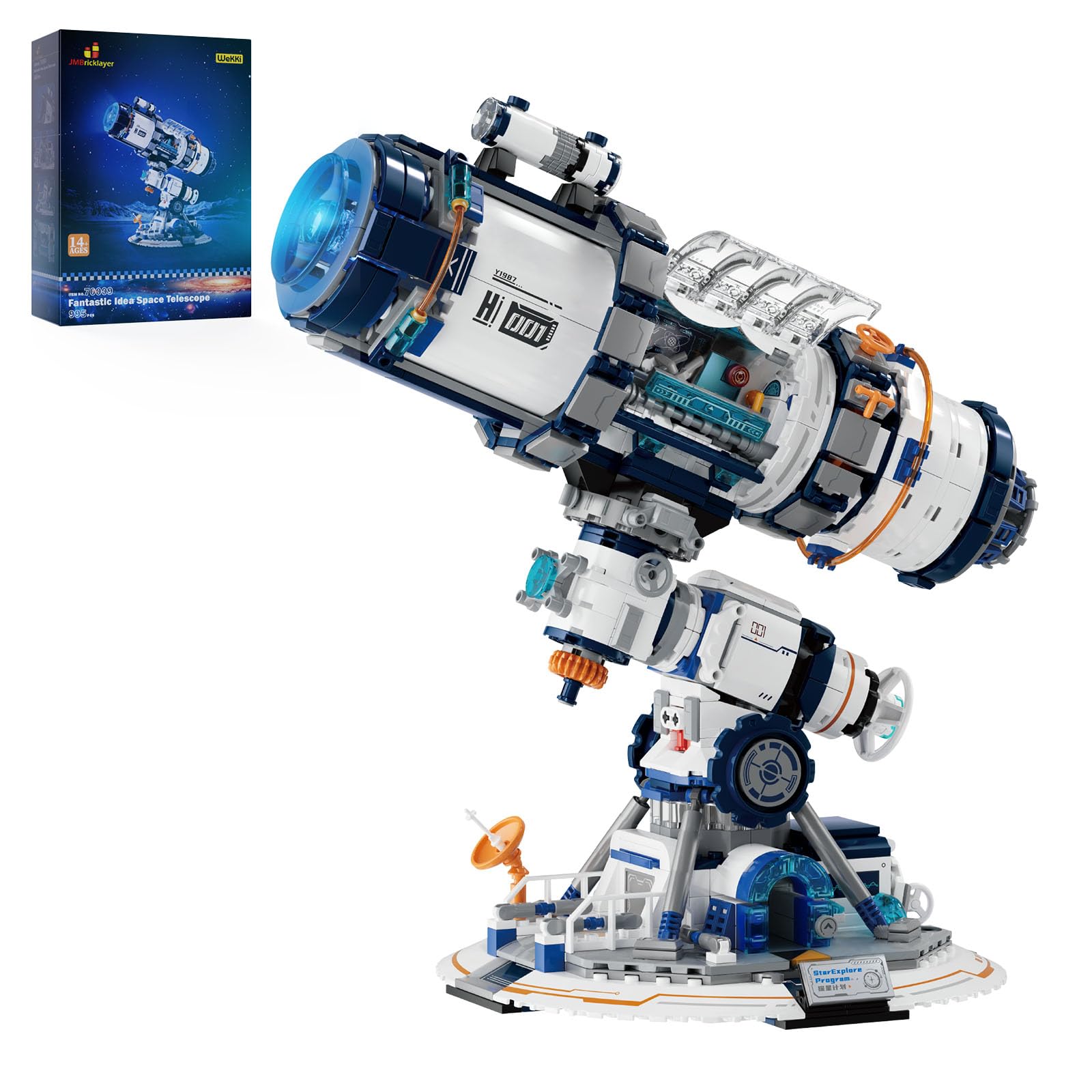 JMBricklayer 70009 Space Telescope Building Kit for Adults & Teens - 995PCS STEM Educational Model with LED Lights - Cool Astronomy Gift for Space Lovers & Kids Ages 8+ - Perfect for Home Decor, Science Projects & Space Exploration Enthusiasts