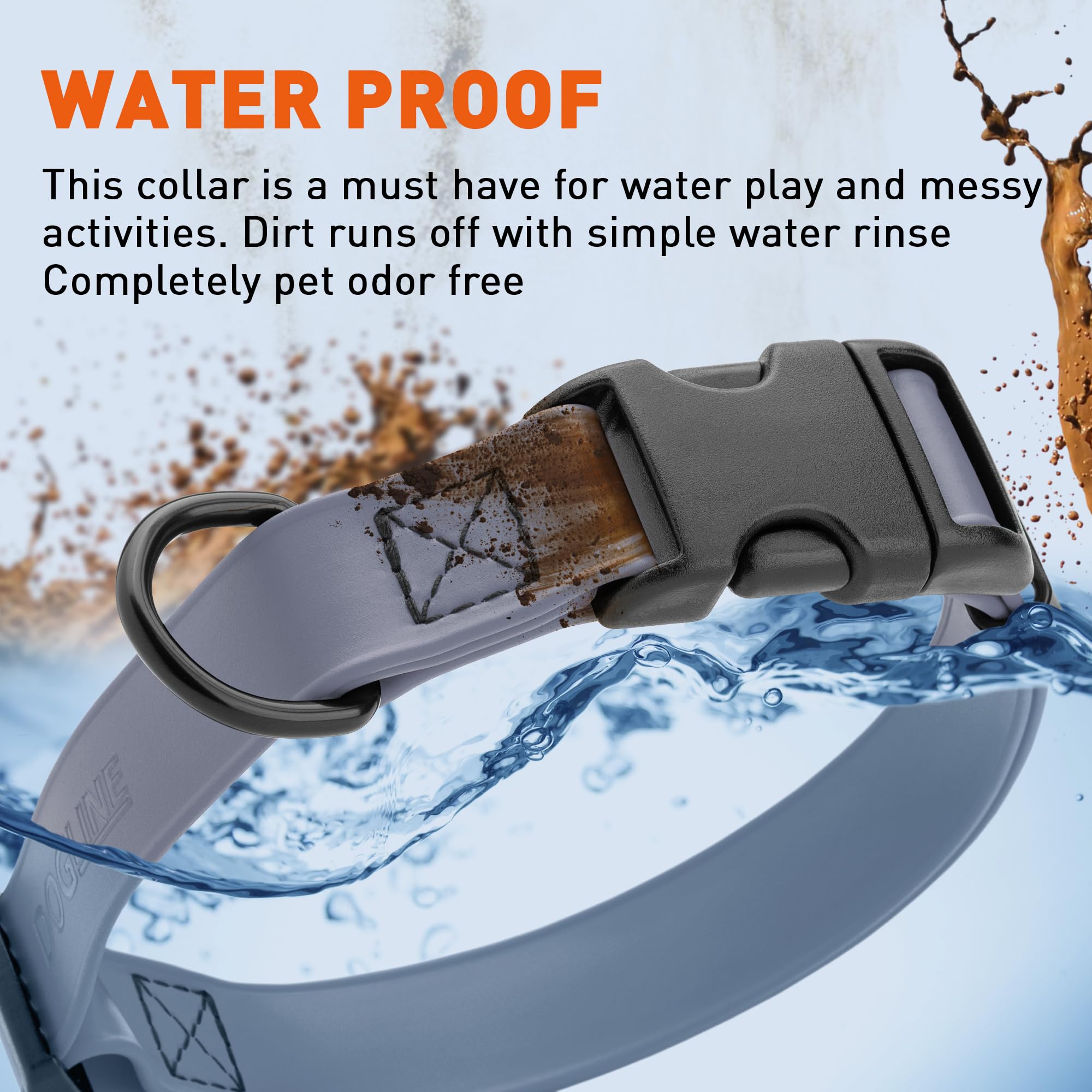 Waterproof Biothane Dog Collar with Quick Release Buckle - Odor-Proof & Easy to Clean - Strong Coated Nylon Webbing for Small Medium Large Dogs (Grey, 1