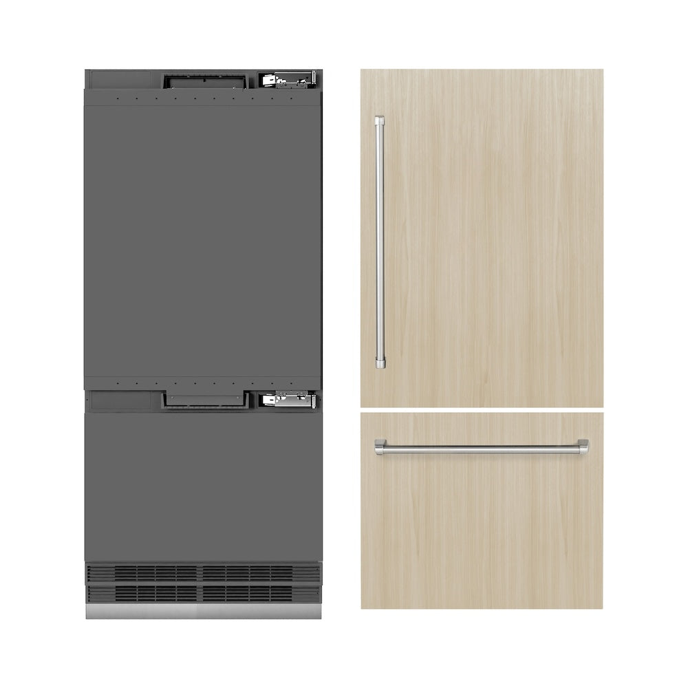 ZLINE 36 Inch 19.8 Cu Ft Panel Ready Built-In Bottom Freezer Refrigerator with Water Dispenser & Ice Maker - Graphite Gray Interior (GRBIT 36) - Perfect for Modern Kitchens & Open Concept Homes