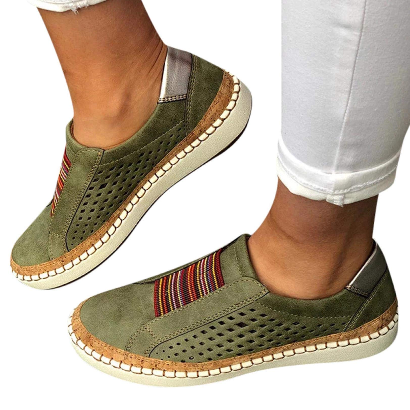 **Women's Wide Width Walking Shoes - Breathable Slip-On Sneakers with Hollow-Out Design for Casual Comfort | Perfect for Walking, Travel & Everyday Wear**