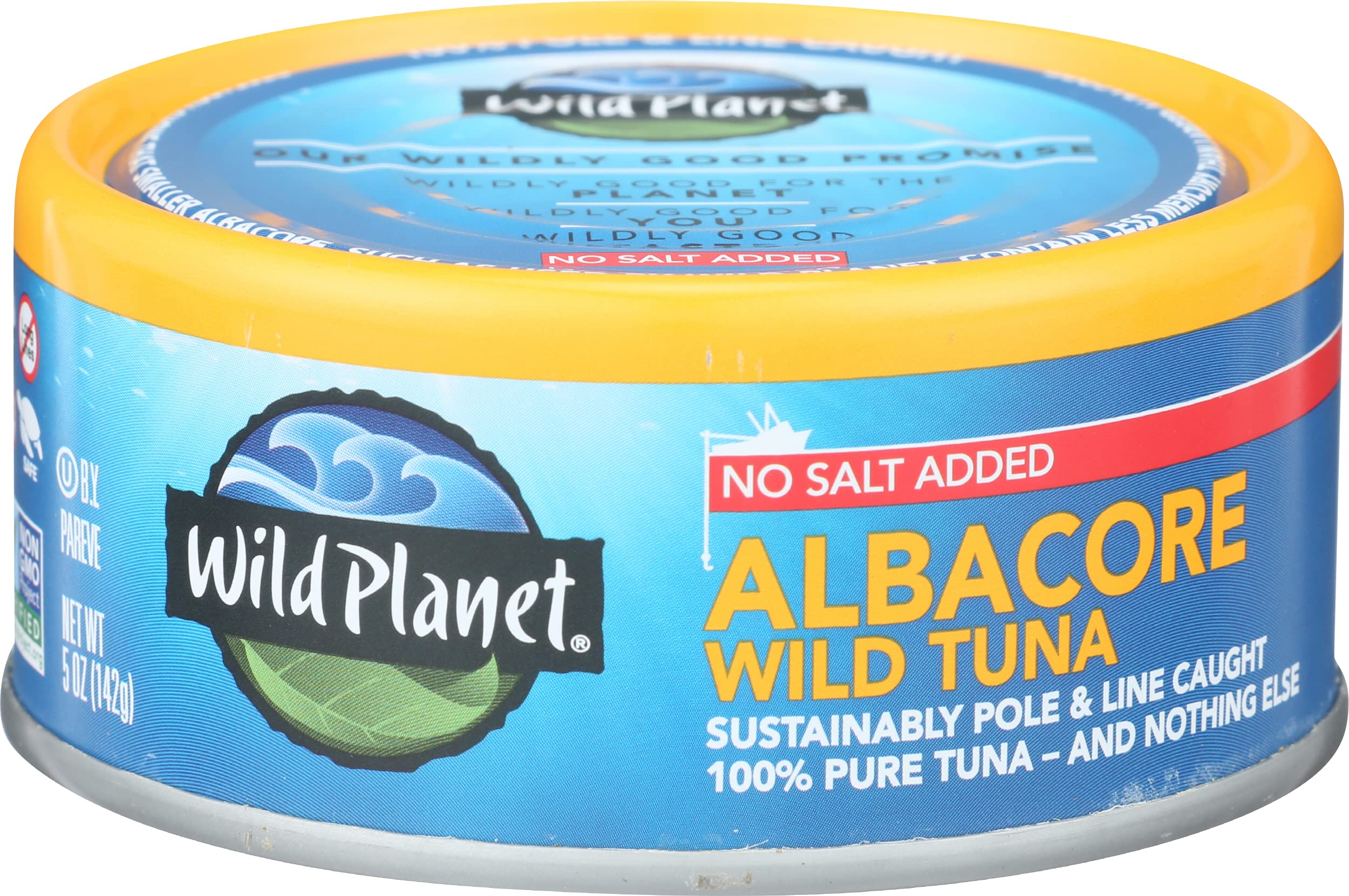 Wild Planet Wild Albacore Tuna - No Salt Added, Sustainably Caught, Non-GMO, Kosher Certified (5 oz Can) - Perfect for Salads, Sandwiches & Healthy Meal Prep